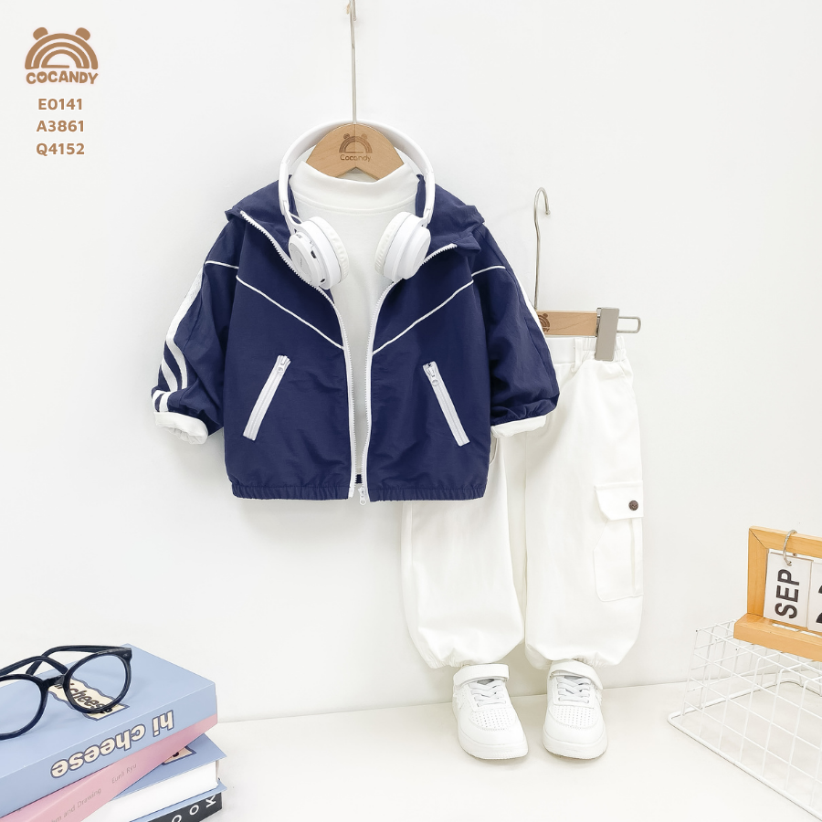 Áo khoác gió XANH THAN 2line be