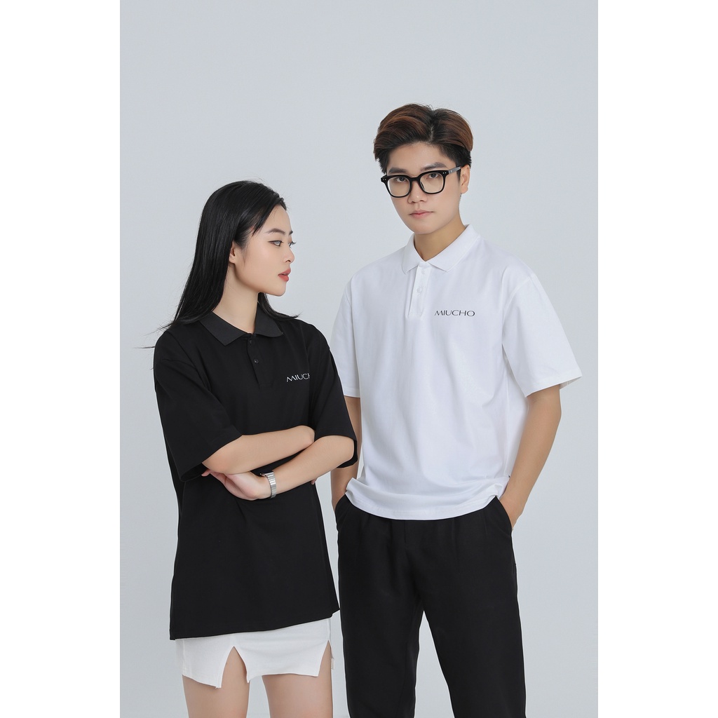 Áo polo nữ form rộng có cổ đẹp chất cotton form unisex PL041 Miucho in name_thumbnail_5