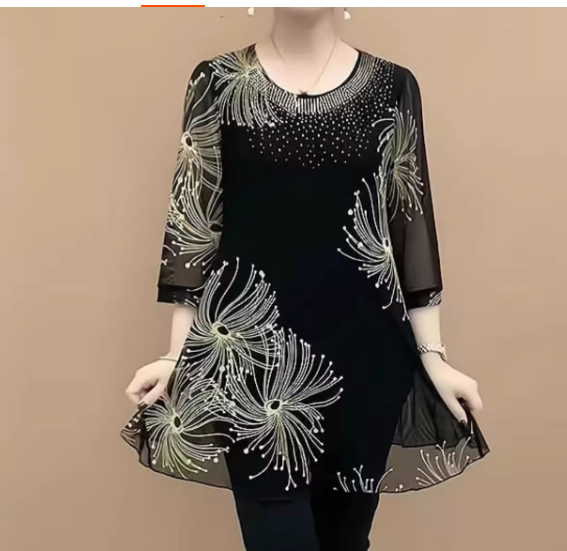 17775-Áo voan tay lưng thêu họa tiết cách điệu( voan, lót)