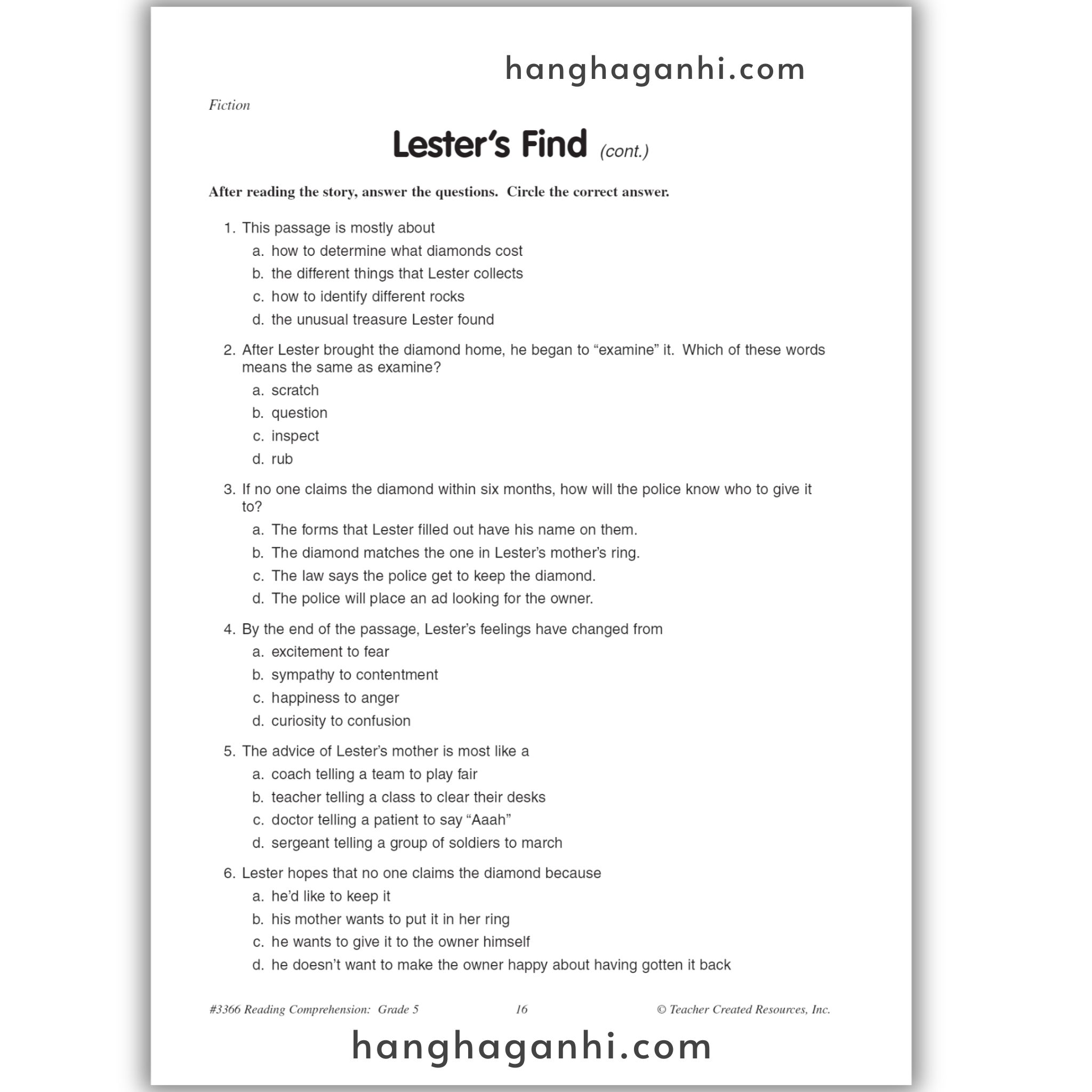 Reading Comprehension Grade 5 Teacher Created Resources, sách đọc hiểu lớp 5_thumbnail_5