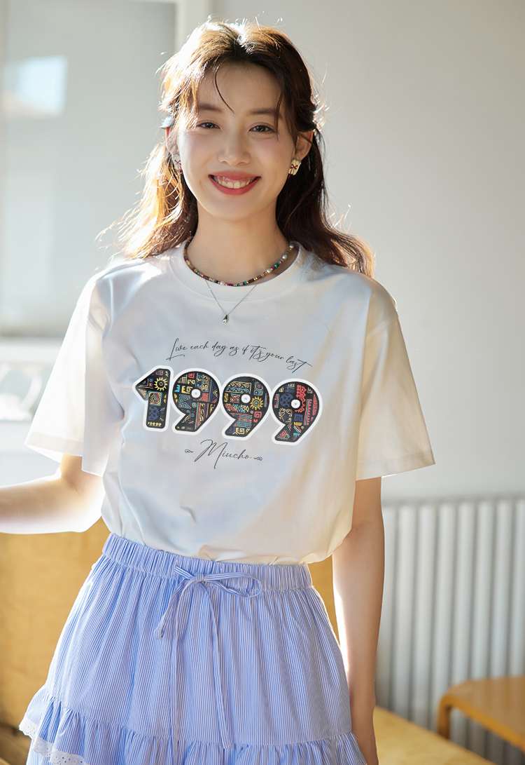 Áo thun nữ in năm sinh 1999 form vừa regular vải cotton 4c thoáng mát ARD1786 Miucho Chic in mix_thumbnail_4