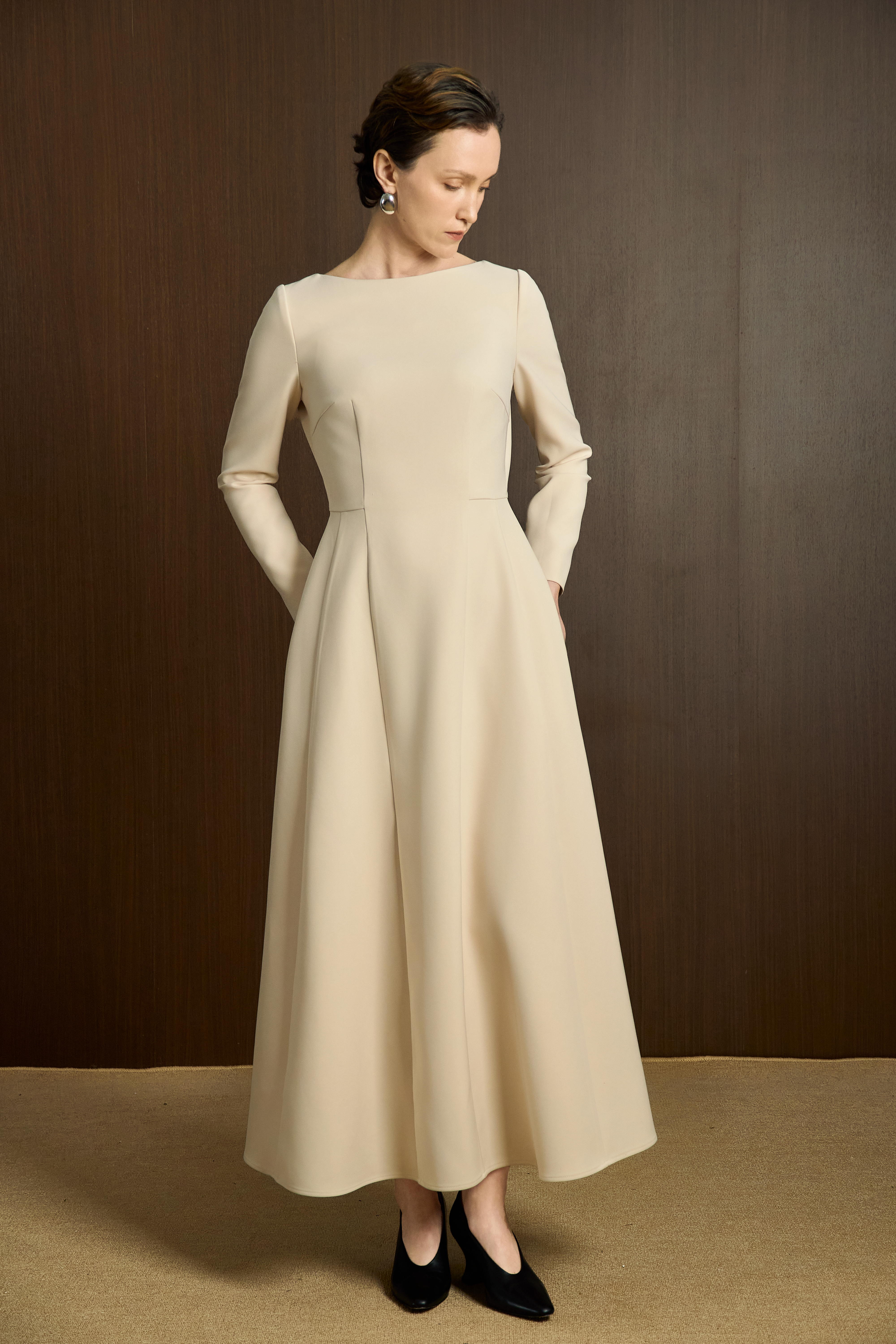 Váy xoè dài tay cổ thuyền( dasier dress)_thumbnail_1