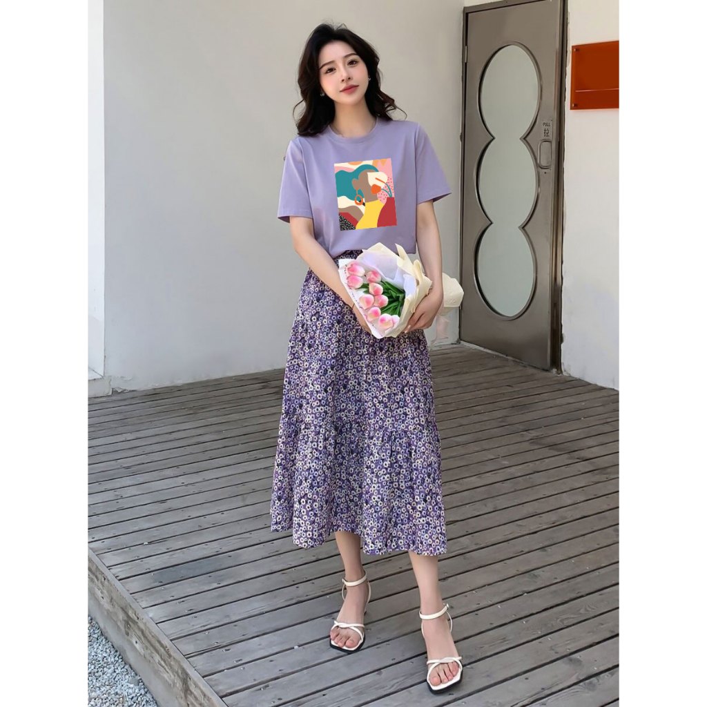 Áo thun nữ form vừa regular màu tím pastel cực xinh ARD1112 Miucho Chic in artwork_thumbnail_6