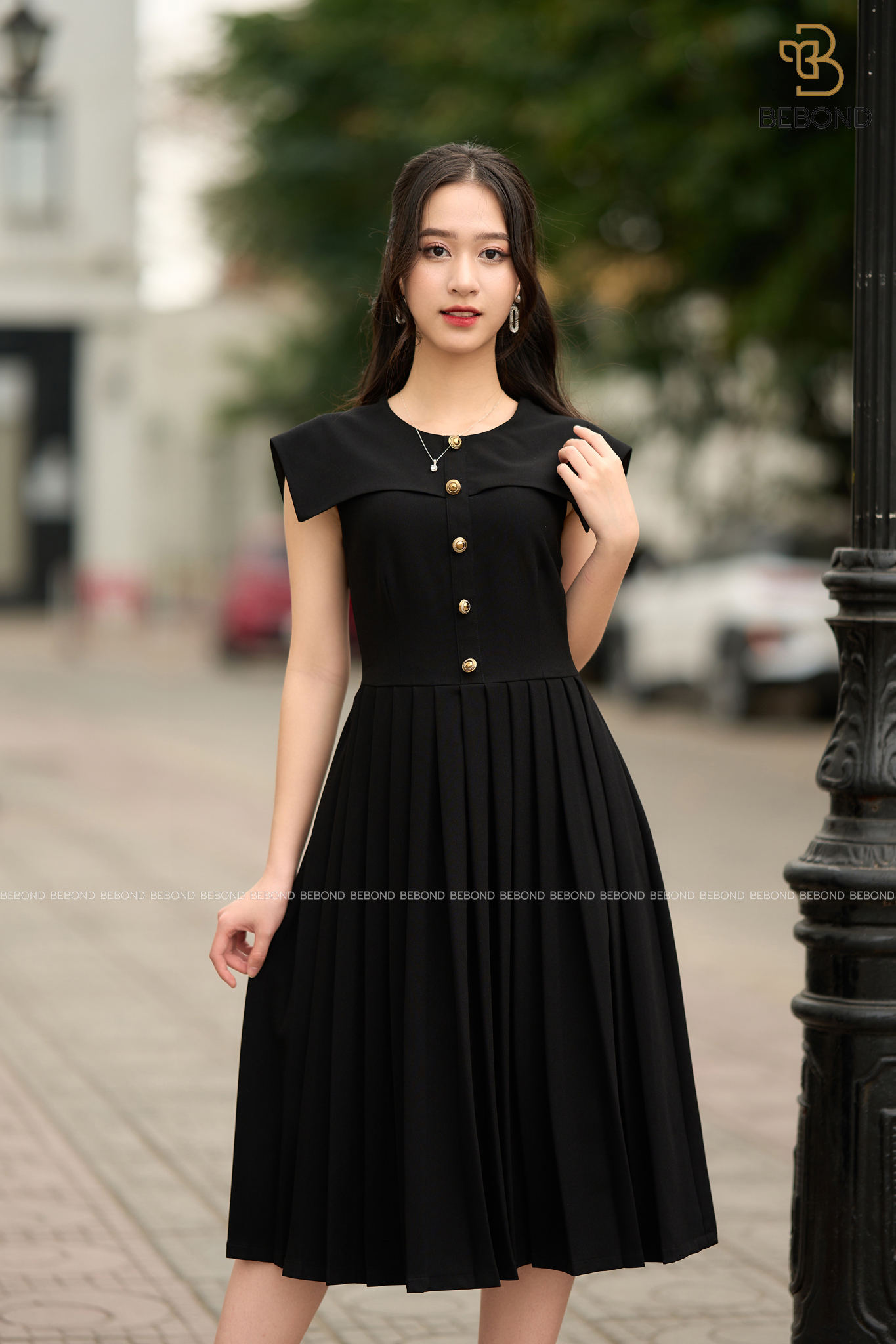 ĐẦM NỮ HOÀNG XẾP LY MÀU ĐEN- LOUISA DRESS_thumbnail_0