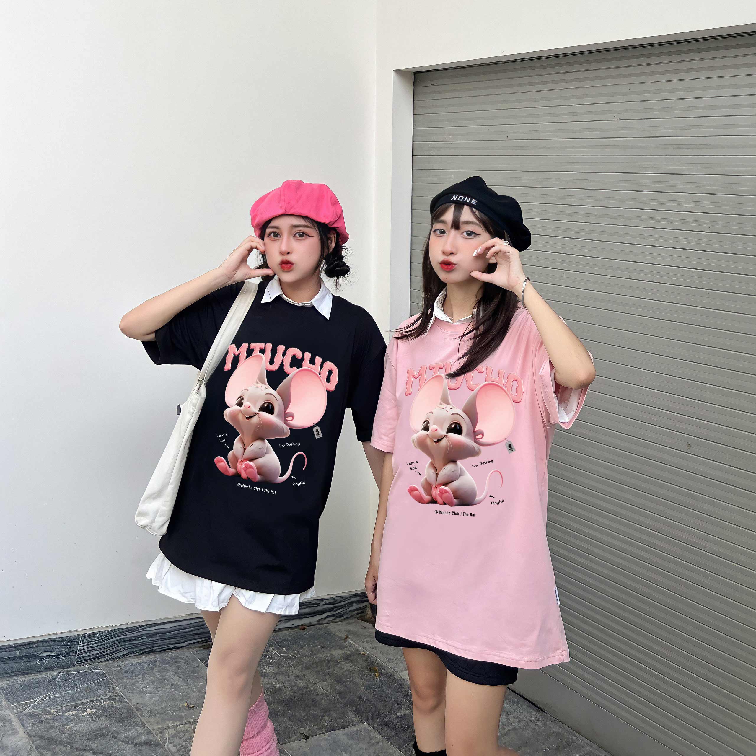 Áo thun form rộng 12 con giáp tuổi Tí ATD1236 Miucho tay ngắn cổ tròn in mix_thumbnail_6