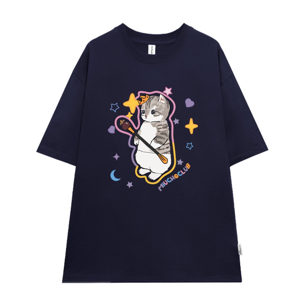 Áo thun unisex form rộng tay lỡ màu xinh ATD801 Miucho vải cotton cổ tròn in mix