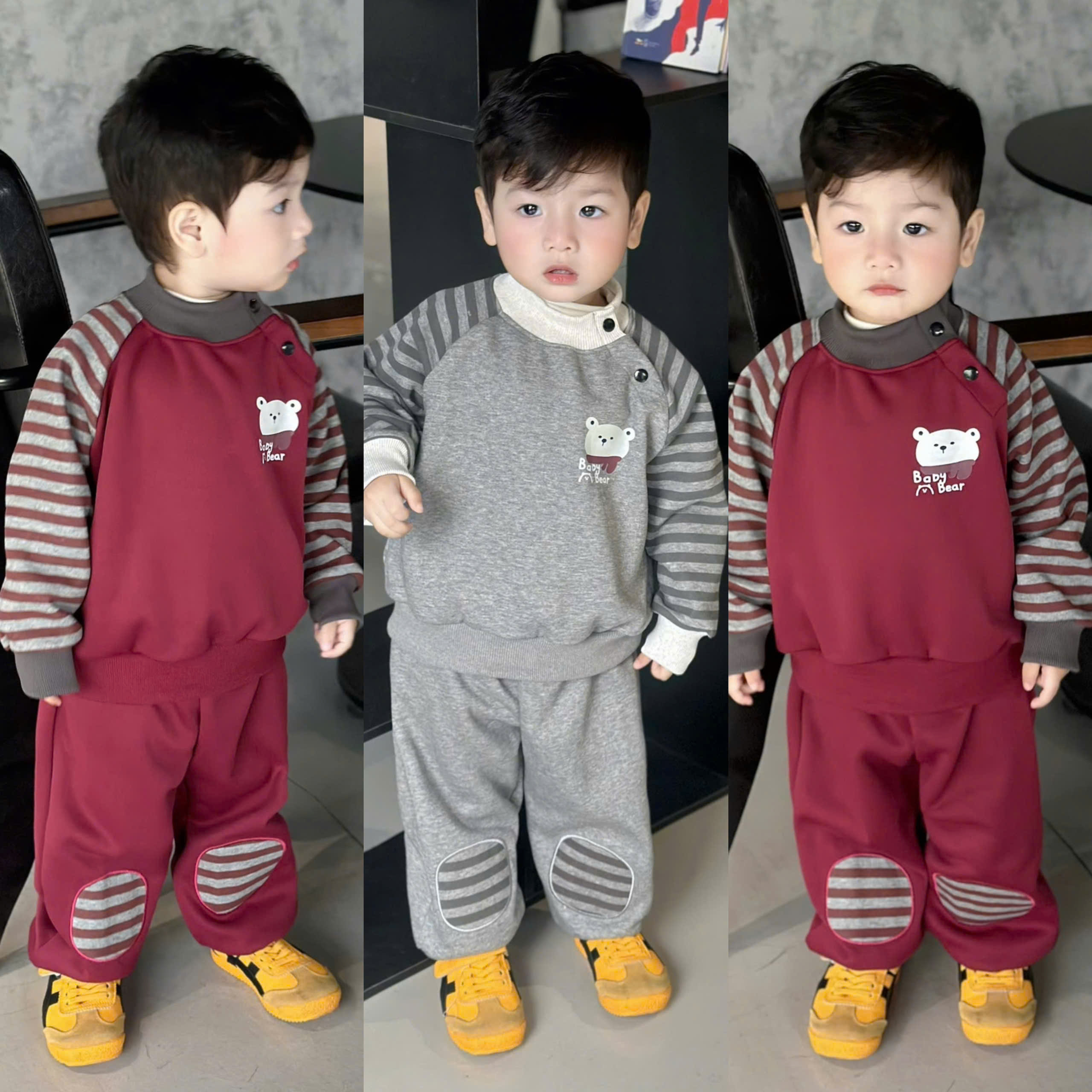 K80 BỘ NỈ KẺ KHUY 2 CÚC BABY BEAR- A210.416