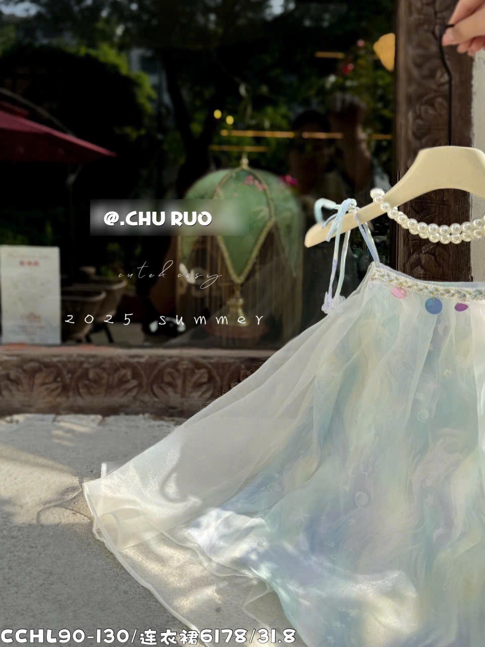 (A94) Áo 2 dây màu xanh có lớp voan mềm