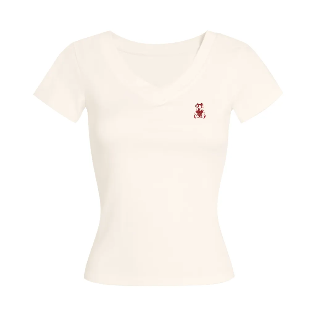 Áo thun ôm body cổ tim Miucho vải visco mềm mại thoáng mát cổ tròn nhiều màu đủ size in artwork 2721_thumbnail_8