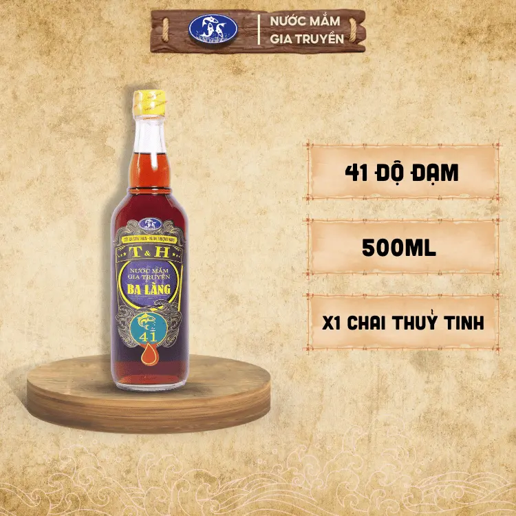 Nước mắm Ba Làng T&H Cốt Cá Cơm Than Chai 500ml