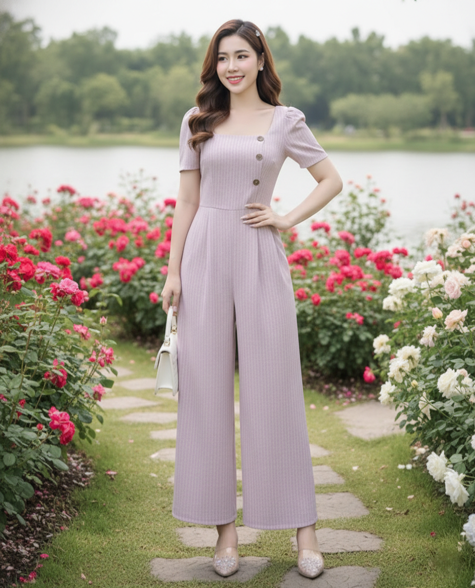 Jumpsuit lửng ống rộng cổ U phối nút ngực_thumbnail_5
