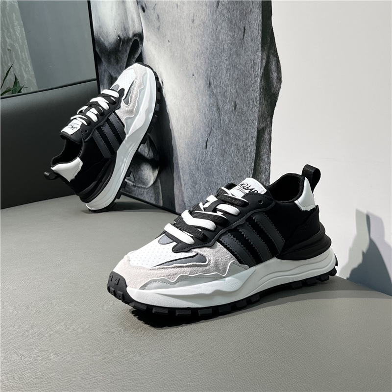 GA354-Giày thể thao nam mùa thu 2024 – Giày da tổng hợp đế dày, phong cách Hàn Quốc, giày trắng nam thời trang BC