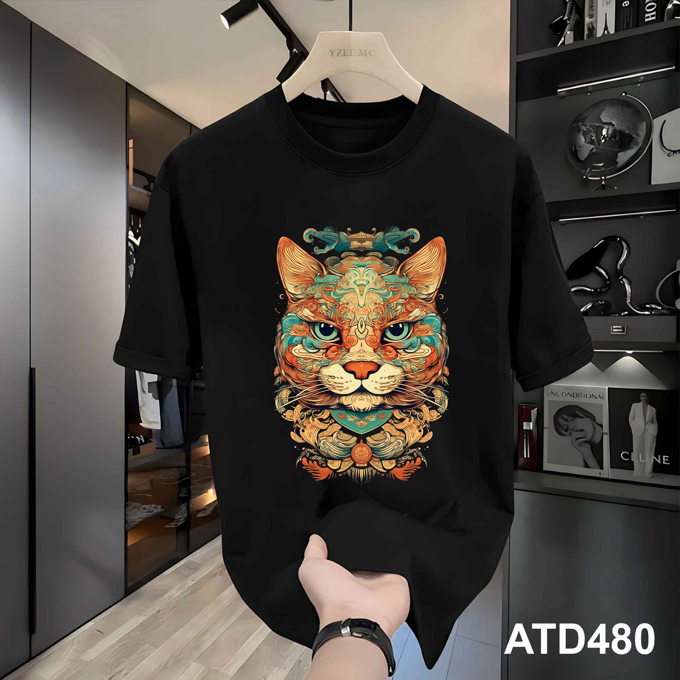 Áo thun nam form rộng 12 con giáp tuổi Mão ATD480 Miucho Iconic cotton cổ tròn in graphic