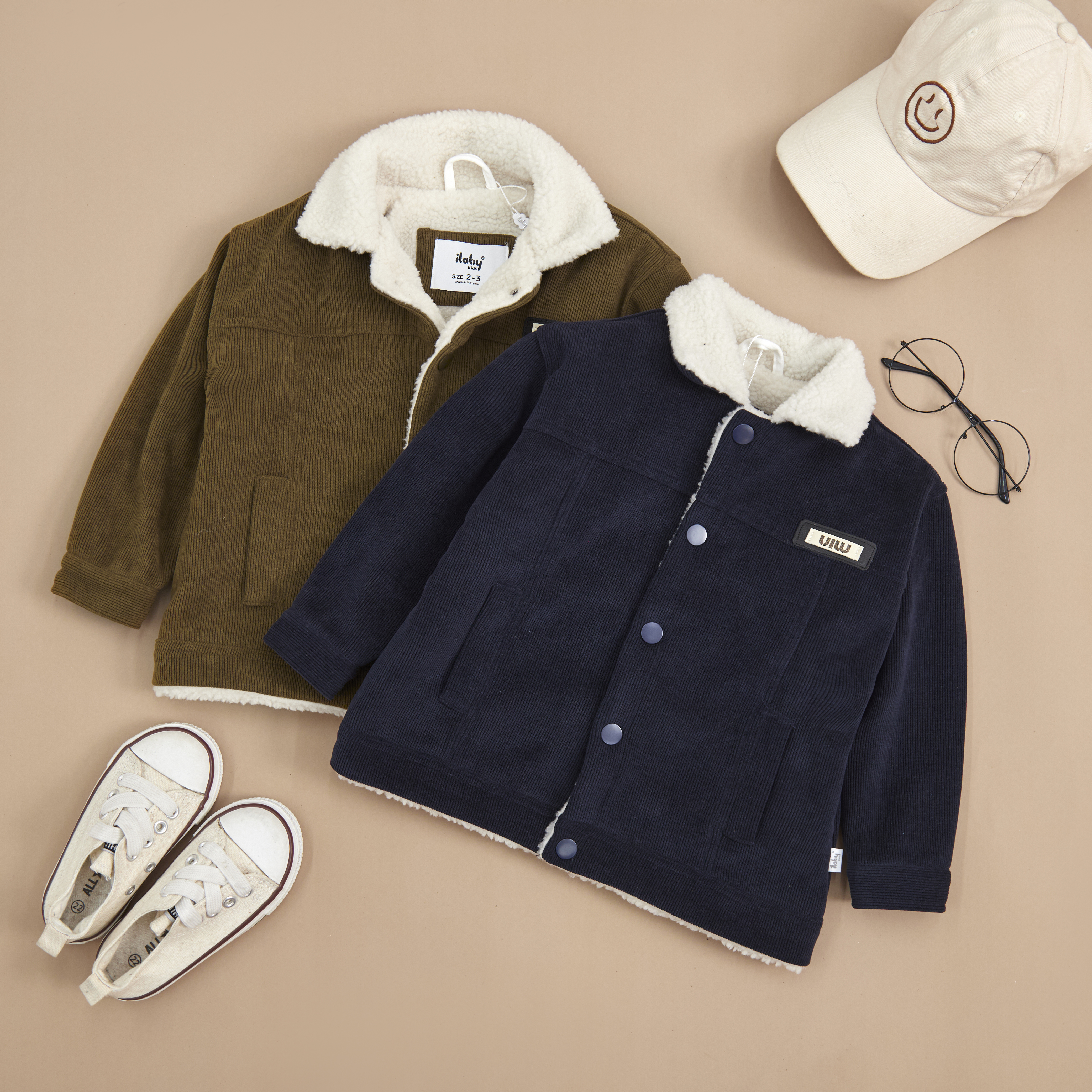 Áo khoác nhung lót lông cổ bẻ_thumbnail_1