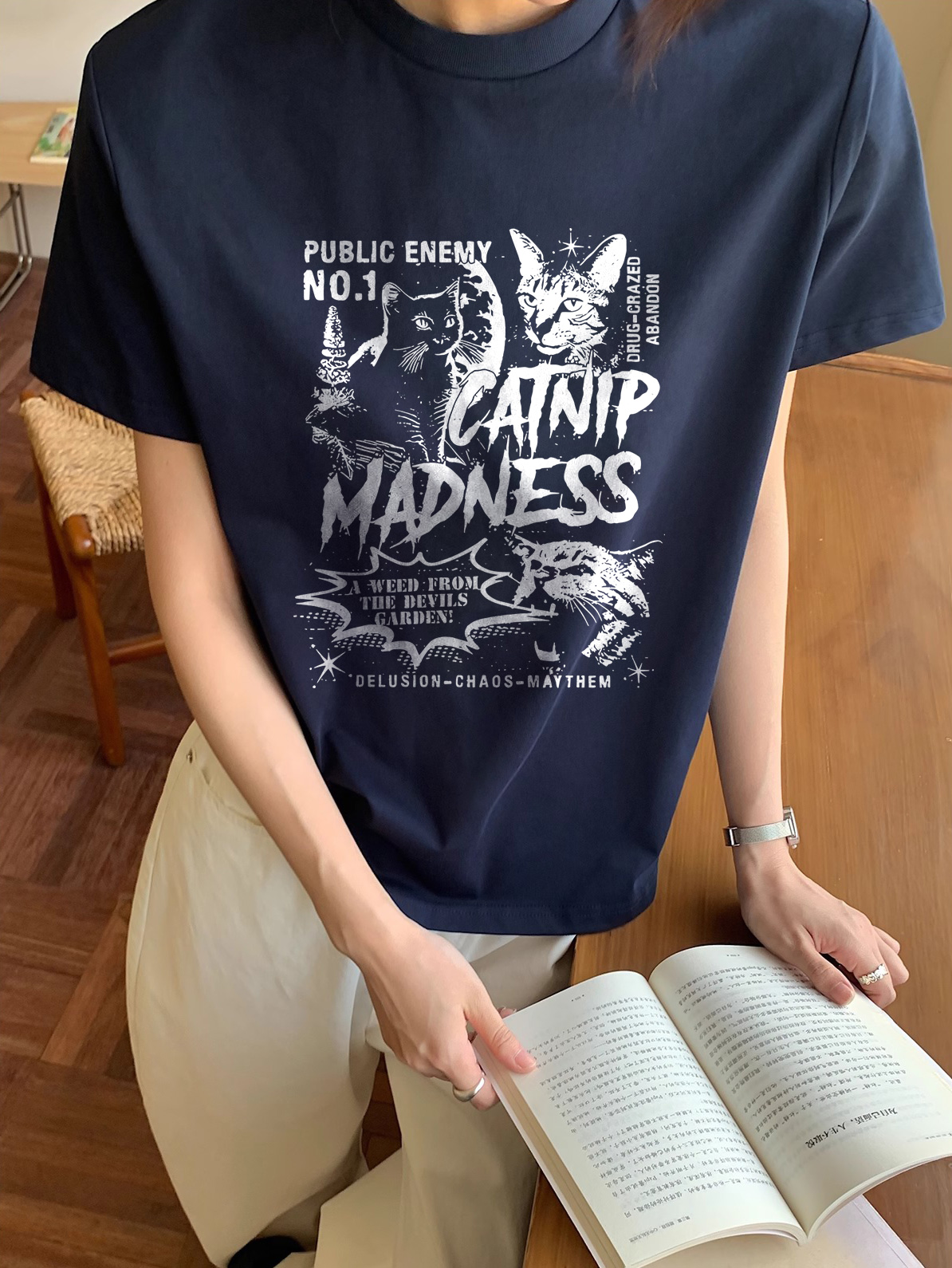 Áo thun nữ phong cách Korean form Regular ARD2397 Miucho Chic chất vải cotton cao cấp in mix_thumbnail_5