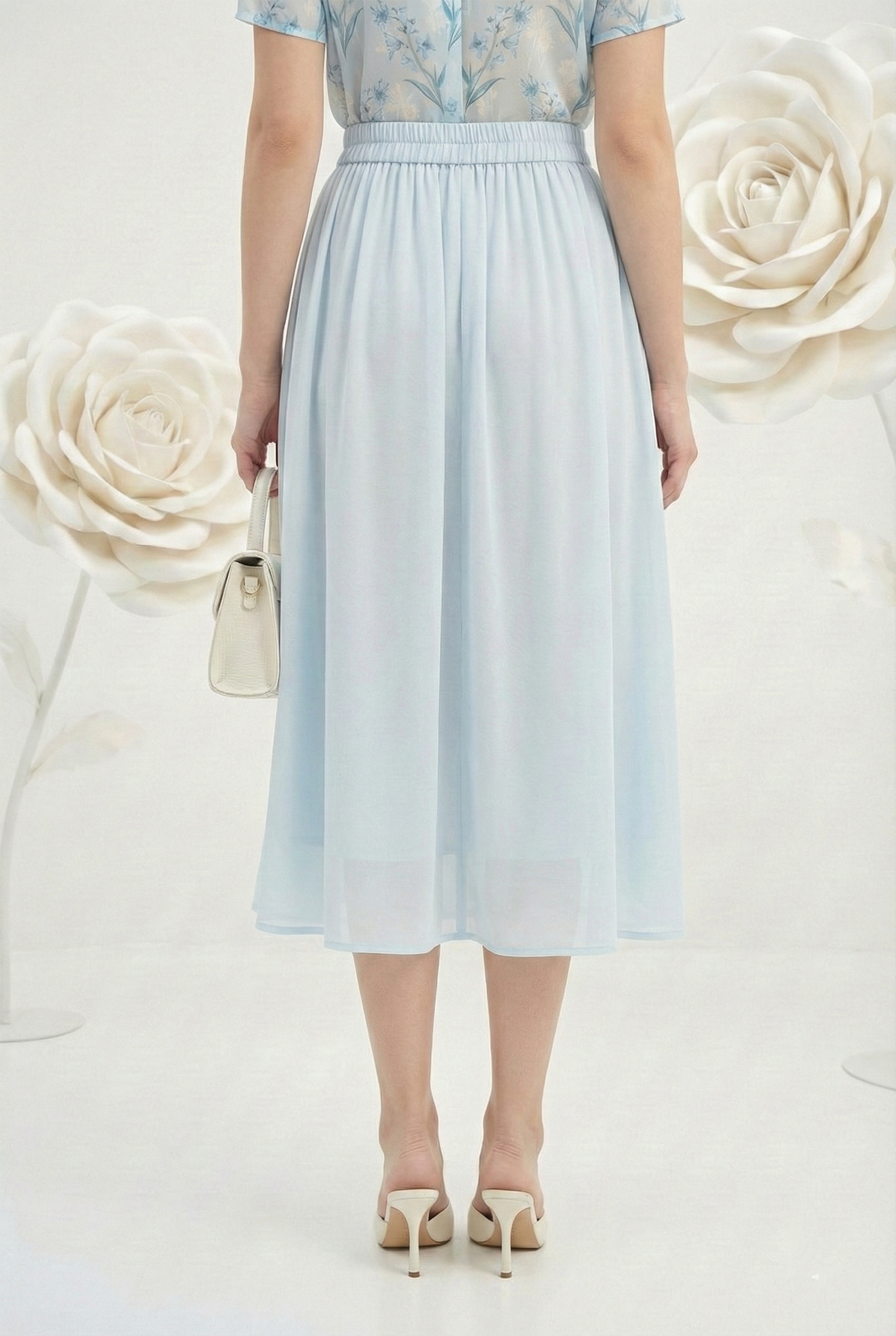 Chân váy vải voan chiffon xanh nhạt cạp cao dáng chân xếp ly thiết kế MAZANO 1HB2SCV064LA_thumbnail_4