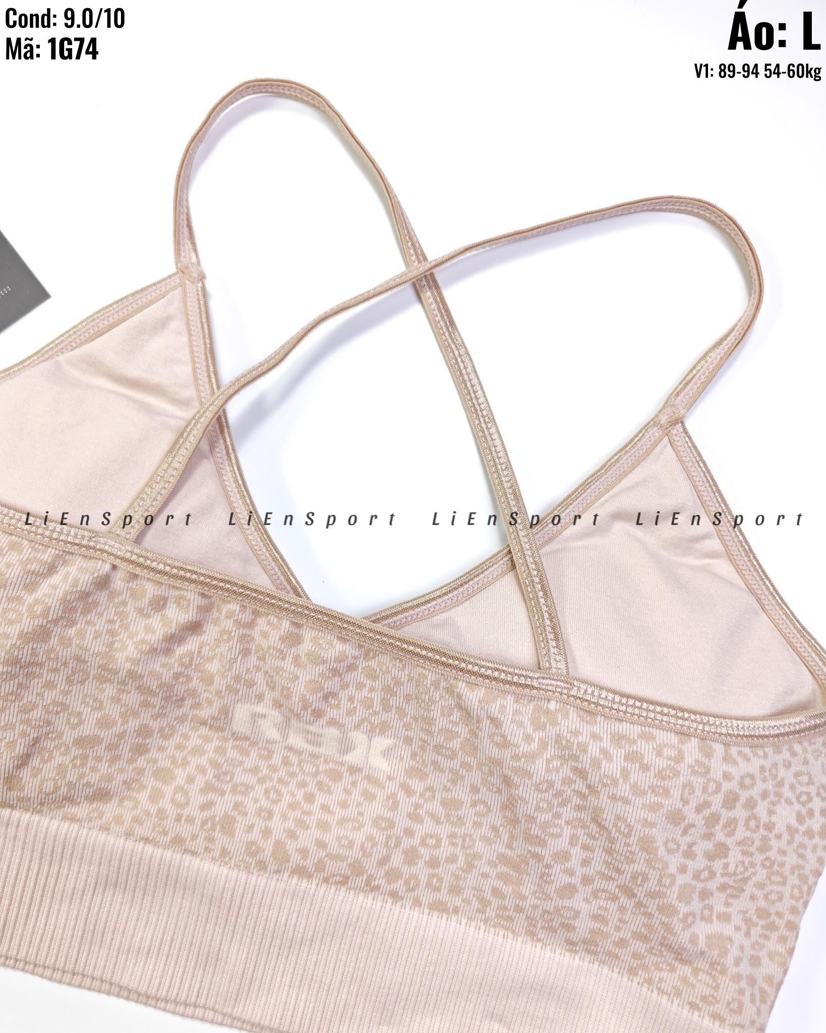 Reebok Áo bra thể thao croptop Nữ Size L Be họa tiết da báo Auth 2nd Lưng chữ X Vải thun lạnh co giãn 4 chiều Thoáng khí thấm hút mồ hôi Phù hợp gym yoga chạy bộ (L ) - Mã:1G74_thumbnail_3