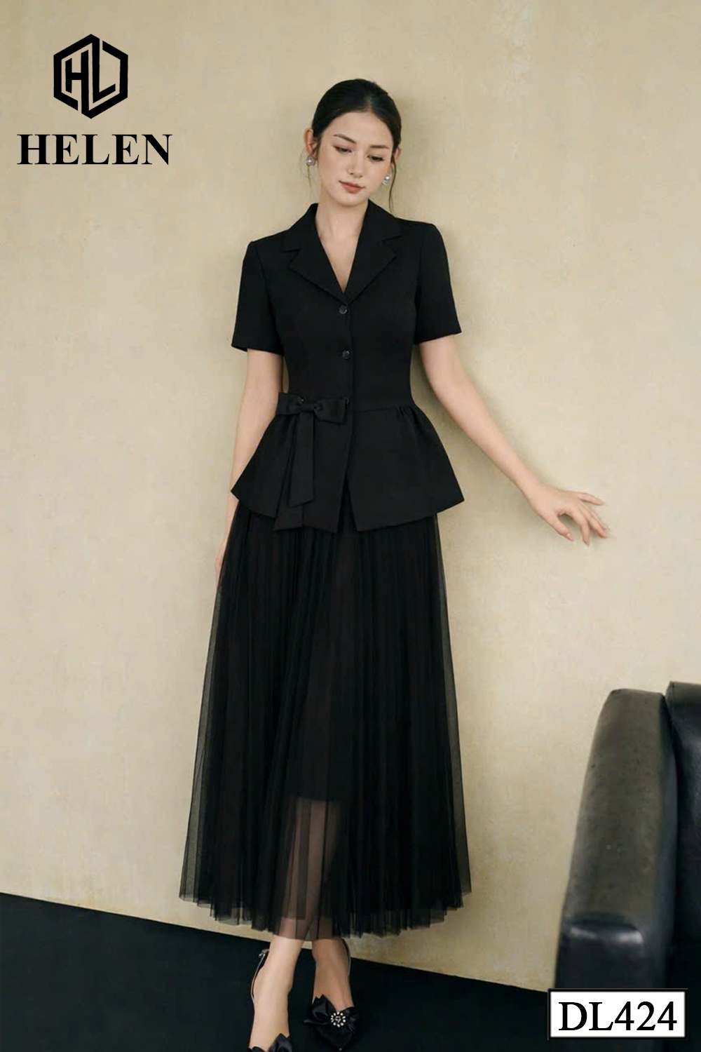 Đầm liền thân giả set đen DL424_thumbnail_2