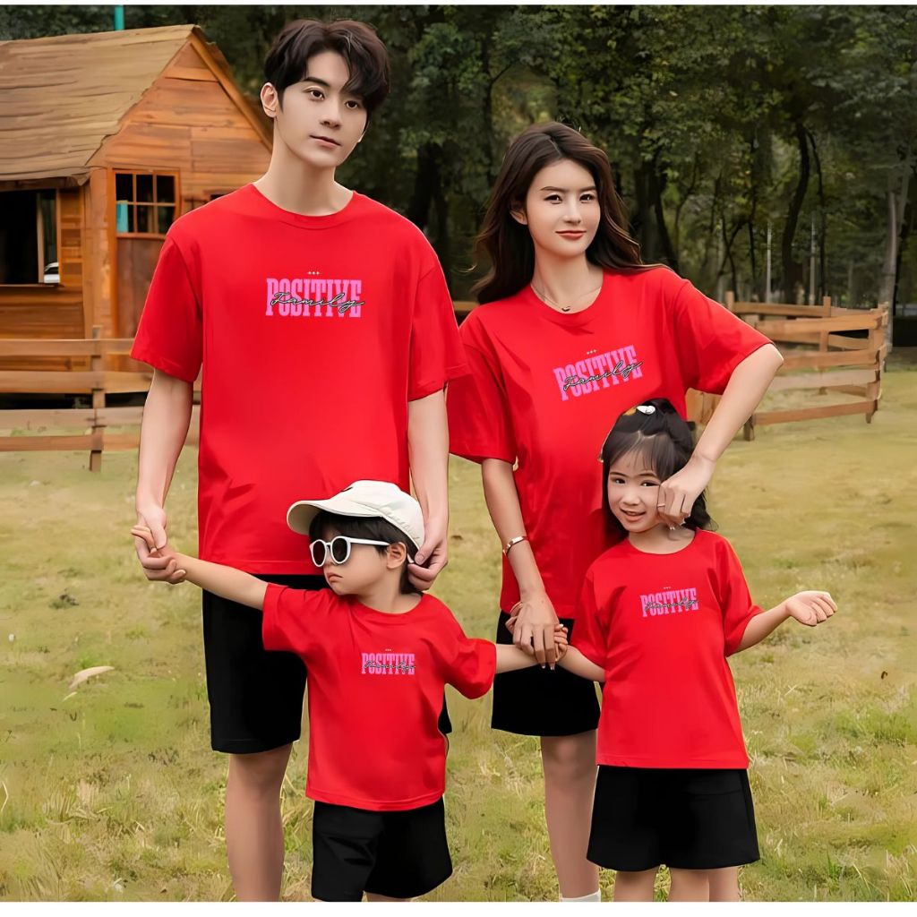Áo phông gia đình in chữ Positive - Áo thun đồng phục gia đình 3-4-5 người - Loza RT3046-AT3046_thumbnail_2