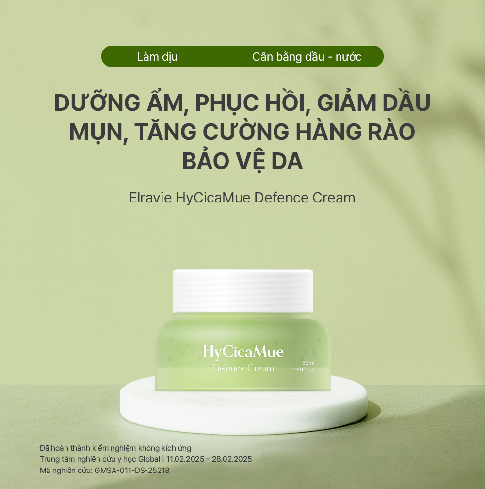 Kem dưỡng ẩm phục hồi giảm dầu mụn và bảo vệ da elravie HyCicaMue Defence Cream 50ml_thumbnail_2