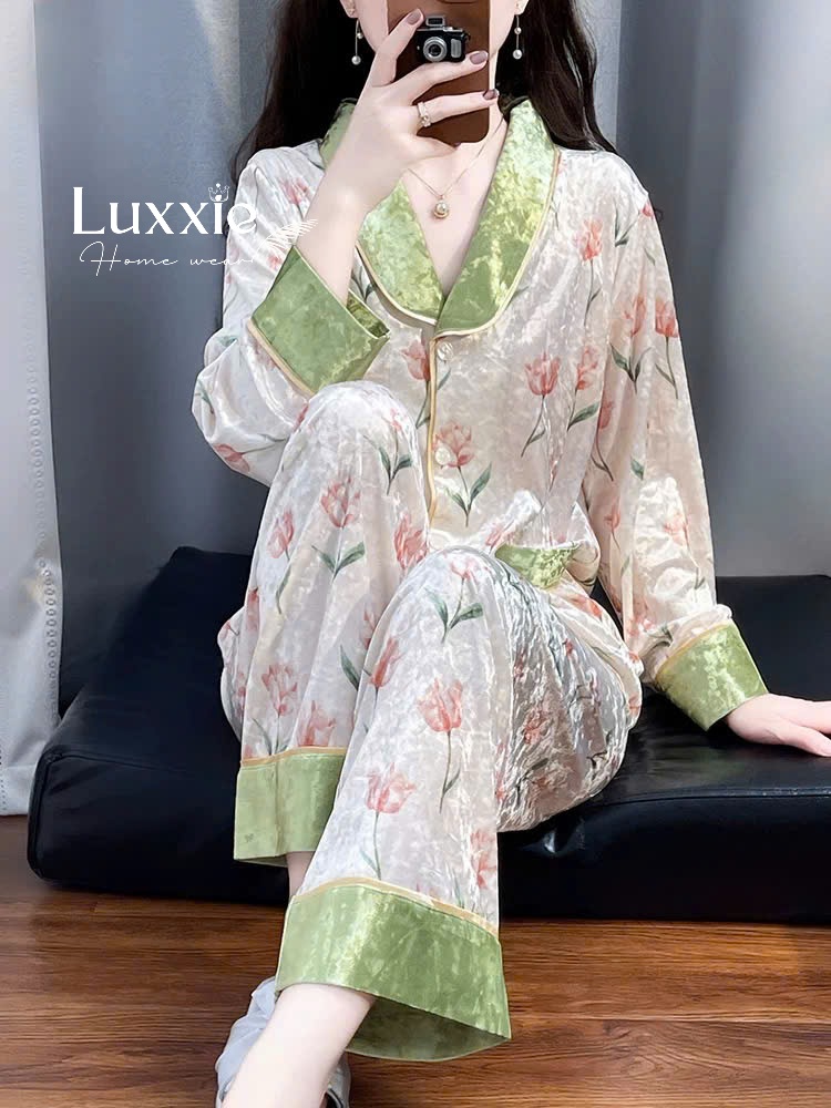 NHUNG21 Pijama vải nhung họa tiết hoa tuip_thumbnail_3