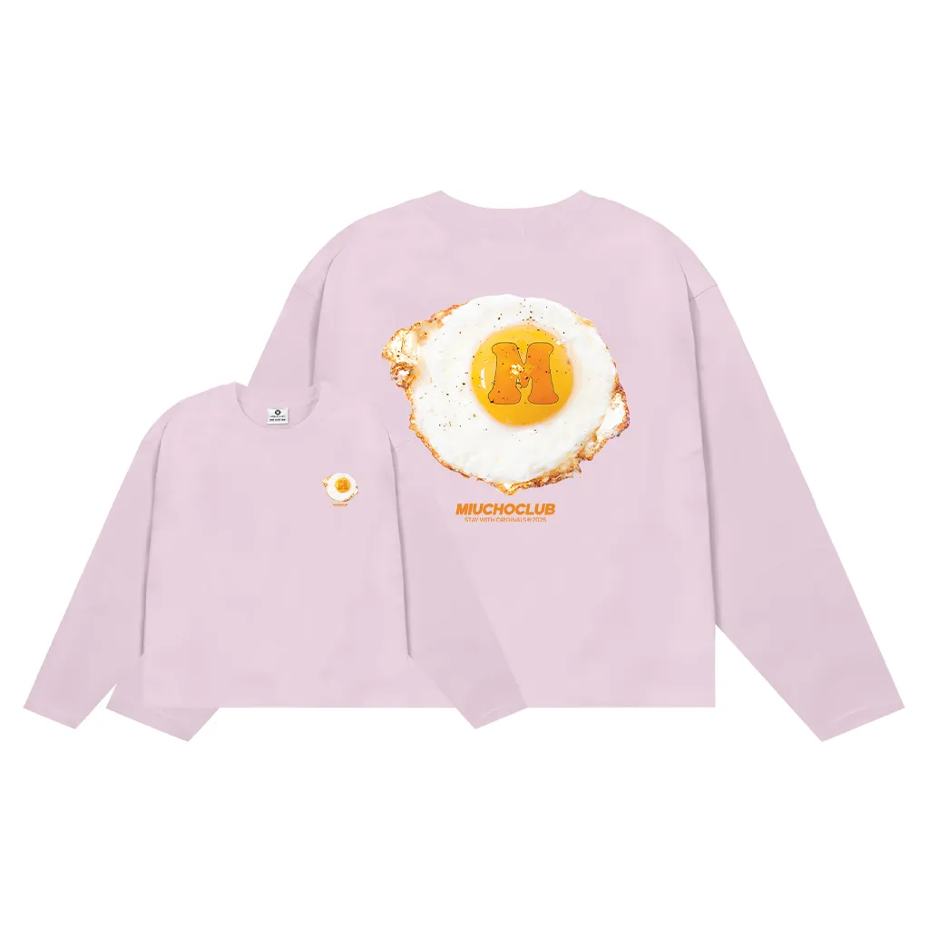 Áo thun boxy nữ tay dài hình trứng ốp la 2642 Miucho vải cotton co giãn 2c thoáng mát in mix_thumbnail_12