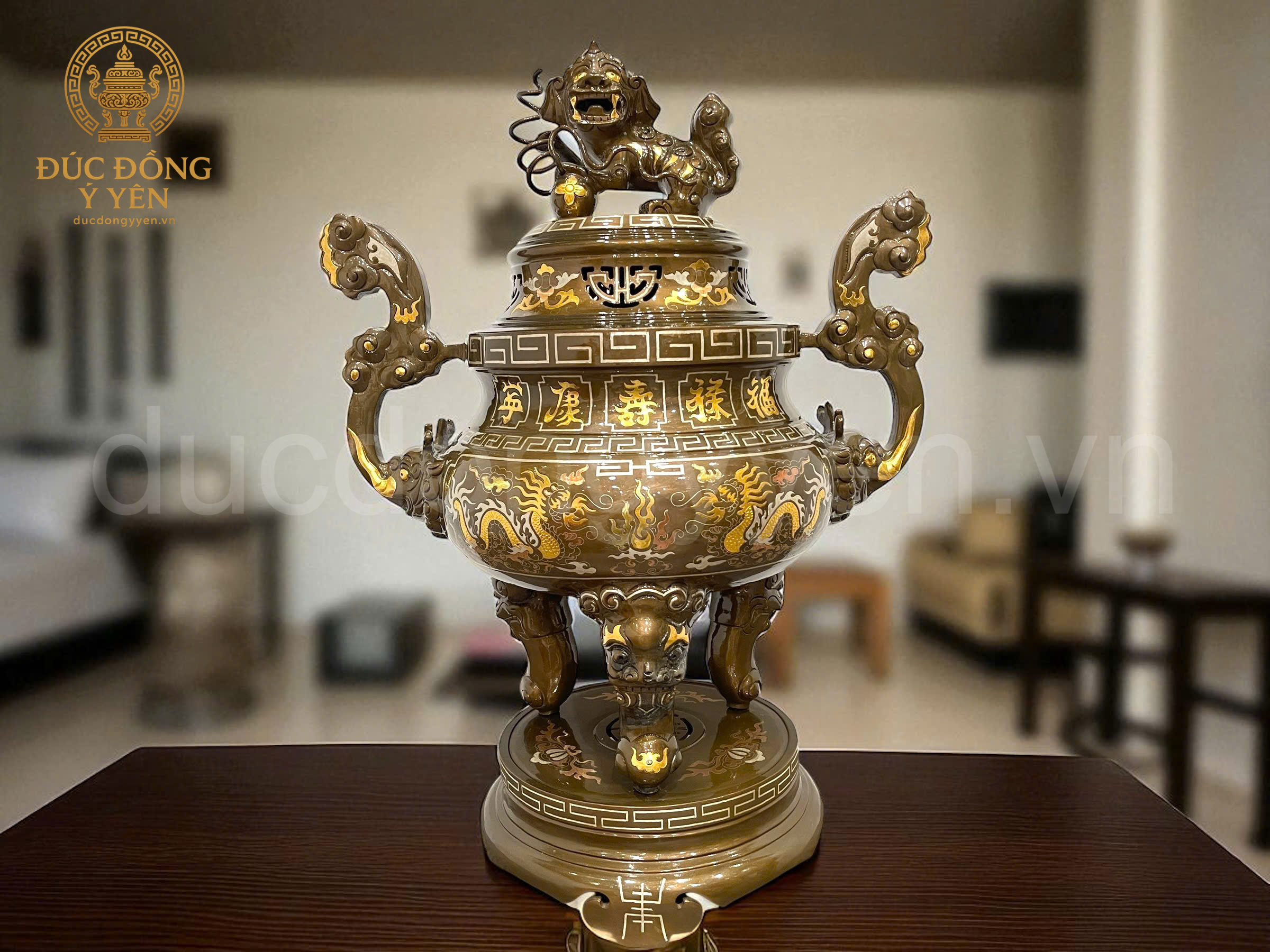 Bộ đỉnh tam sự khảm tam khí cao 60cm dát điểm vàng _thumbnail_1