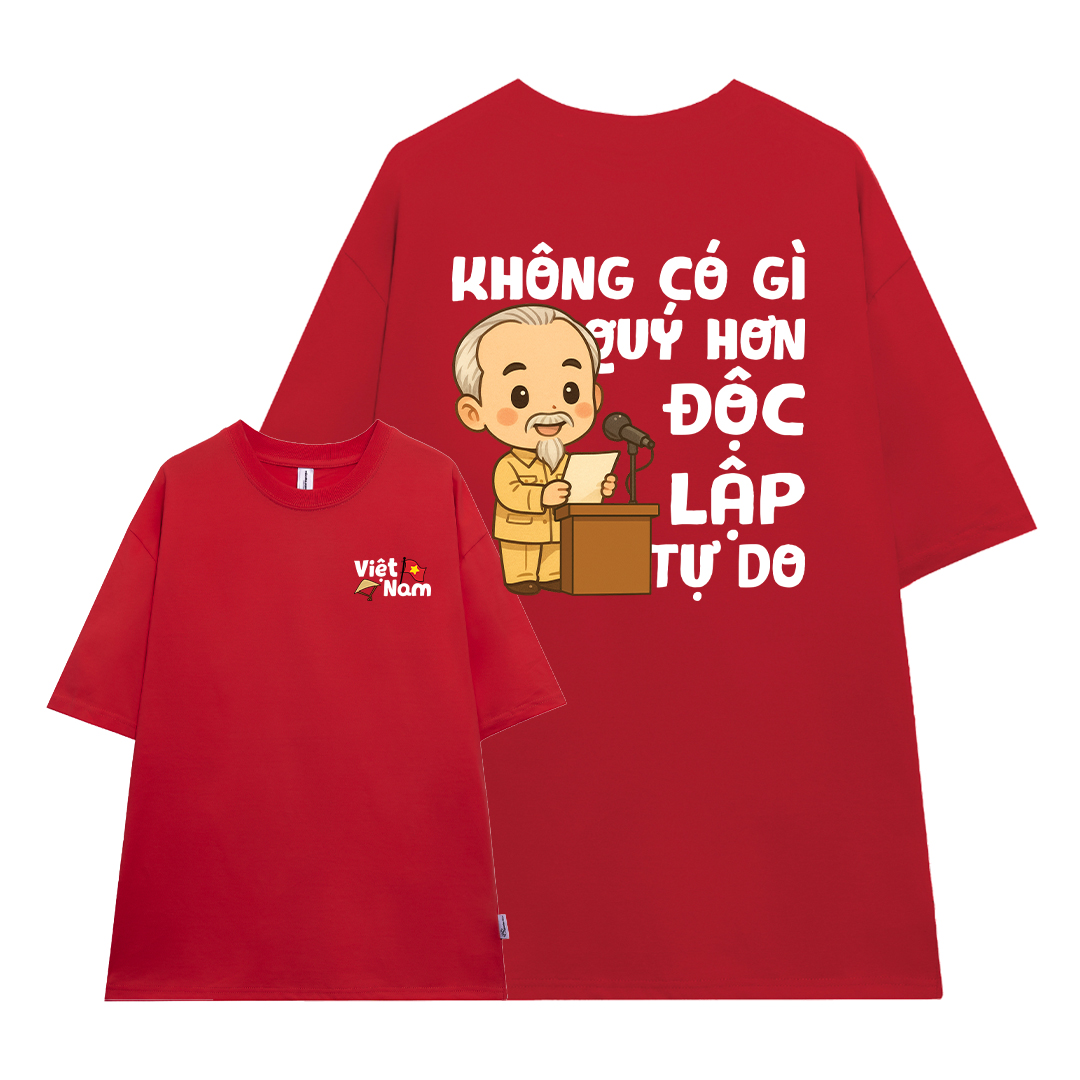 Áo thun Độc Lập Tự Do form rộng ATD2458 Miucho vải cotton thoáng mát cổ tròn in mix_thumbnail_10
