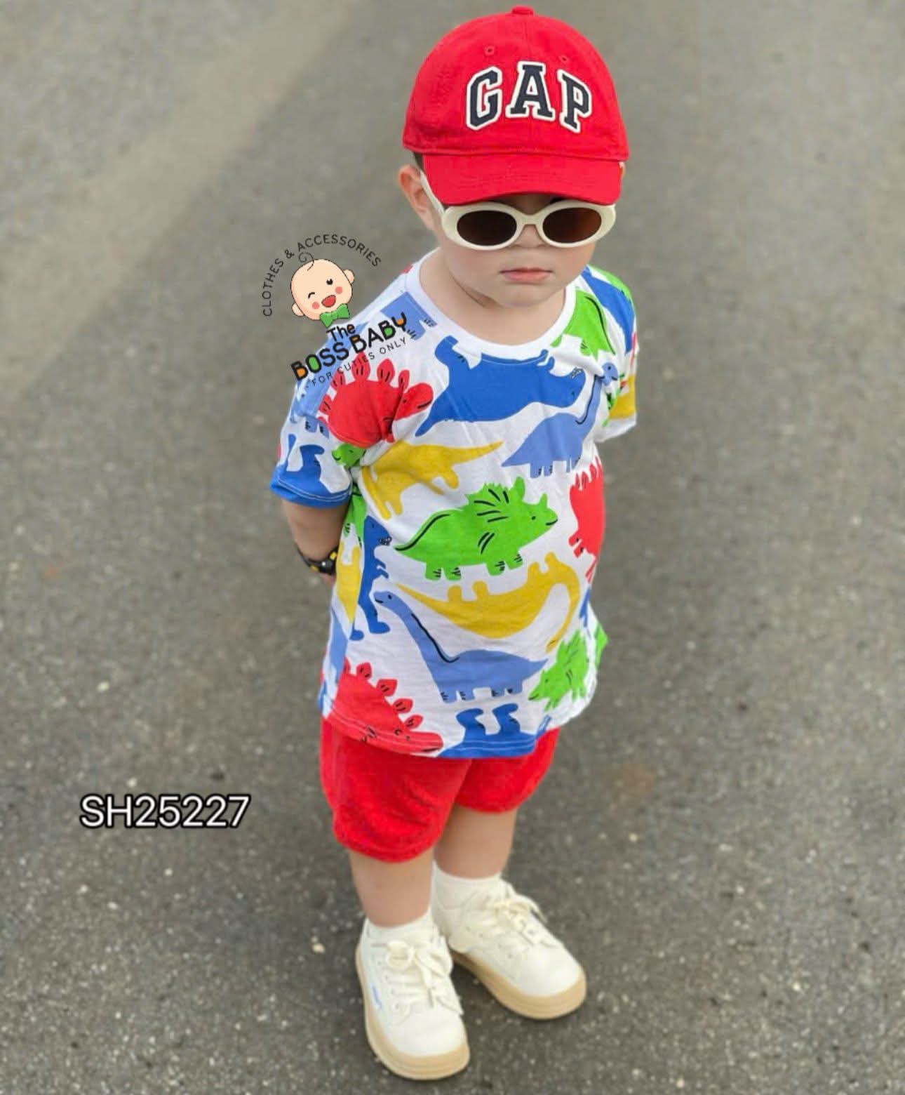 Set bộ cotton trắng đỏ khủng long_thumbnail_1