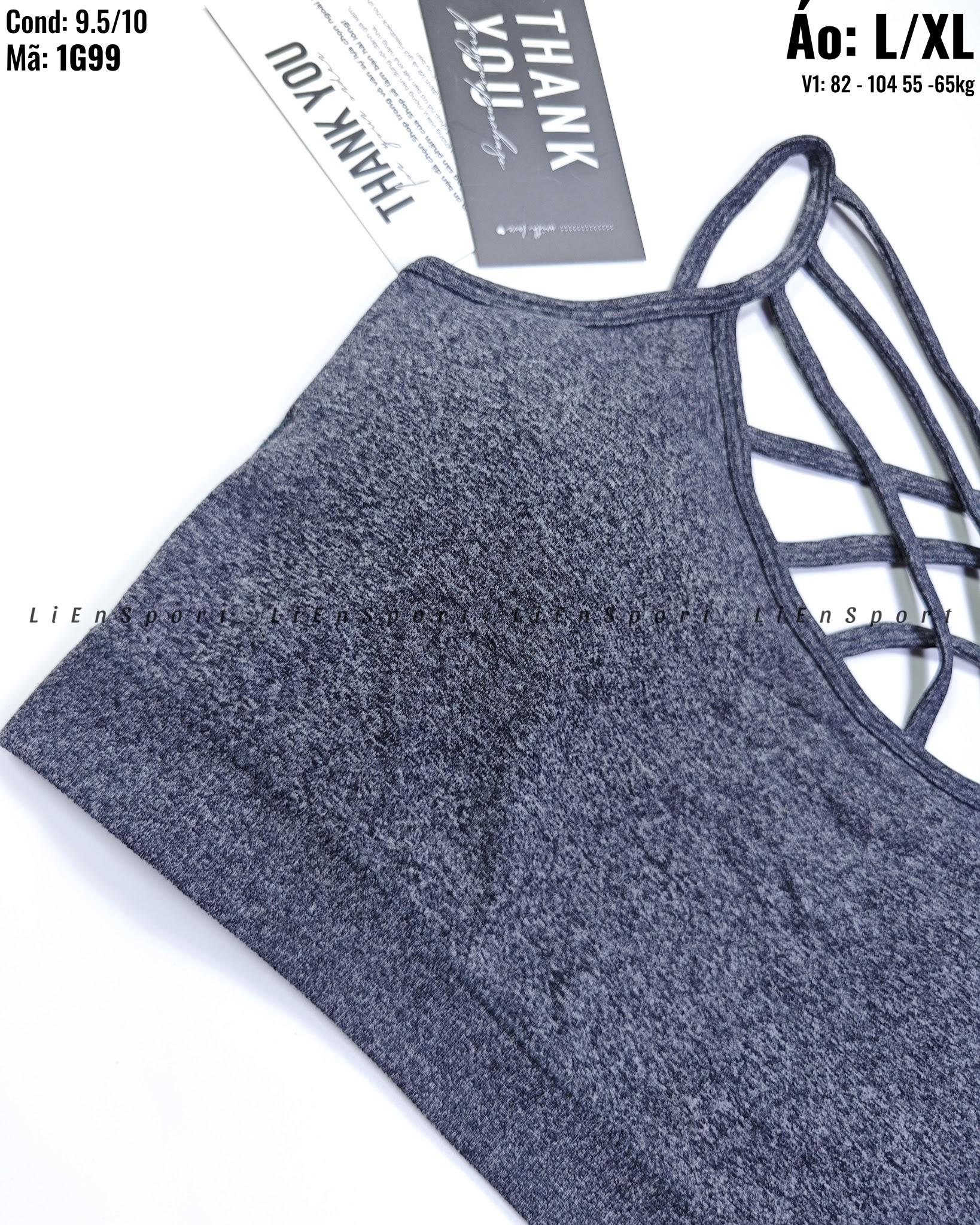 Áo bra thể thao lưng đan dây chữ X Nữ Size L XL Xám đậm ánh kim Auth 2nd Không gọng không đệm Vải co giãn thoáng khí Form ôm sát Phù hợp gym yoga chạy bộ Mã:1G99