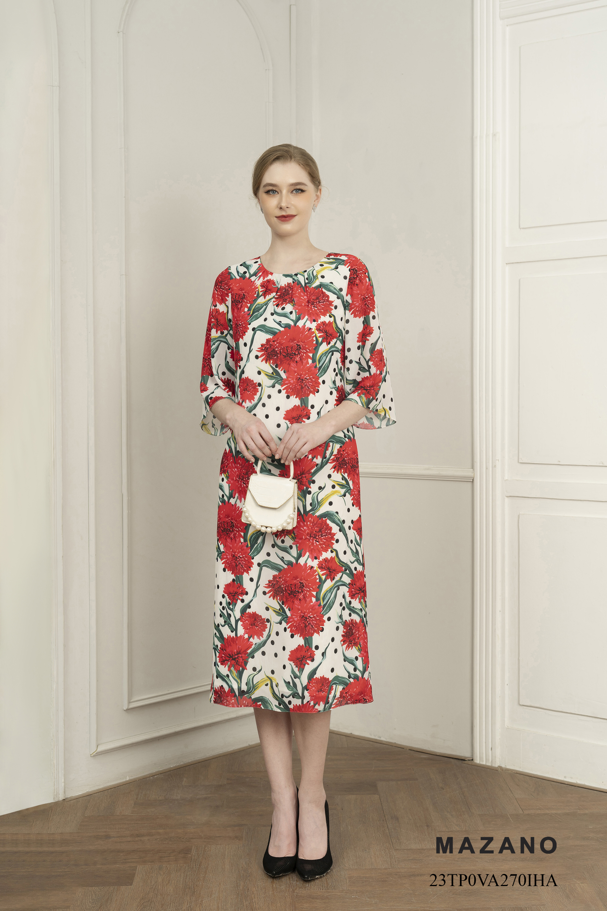 Đầm suông A dài họa tiết