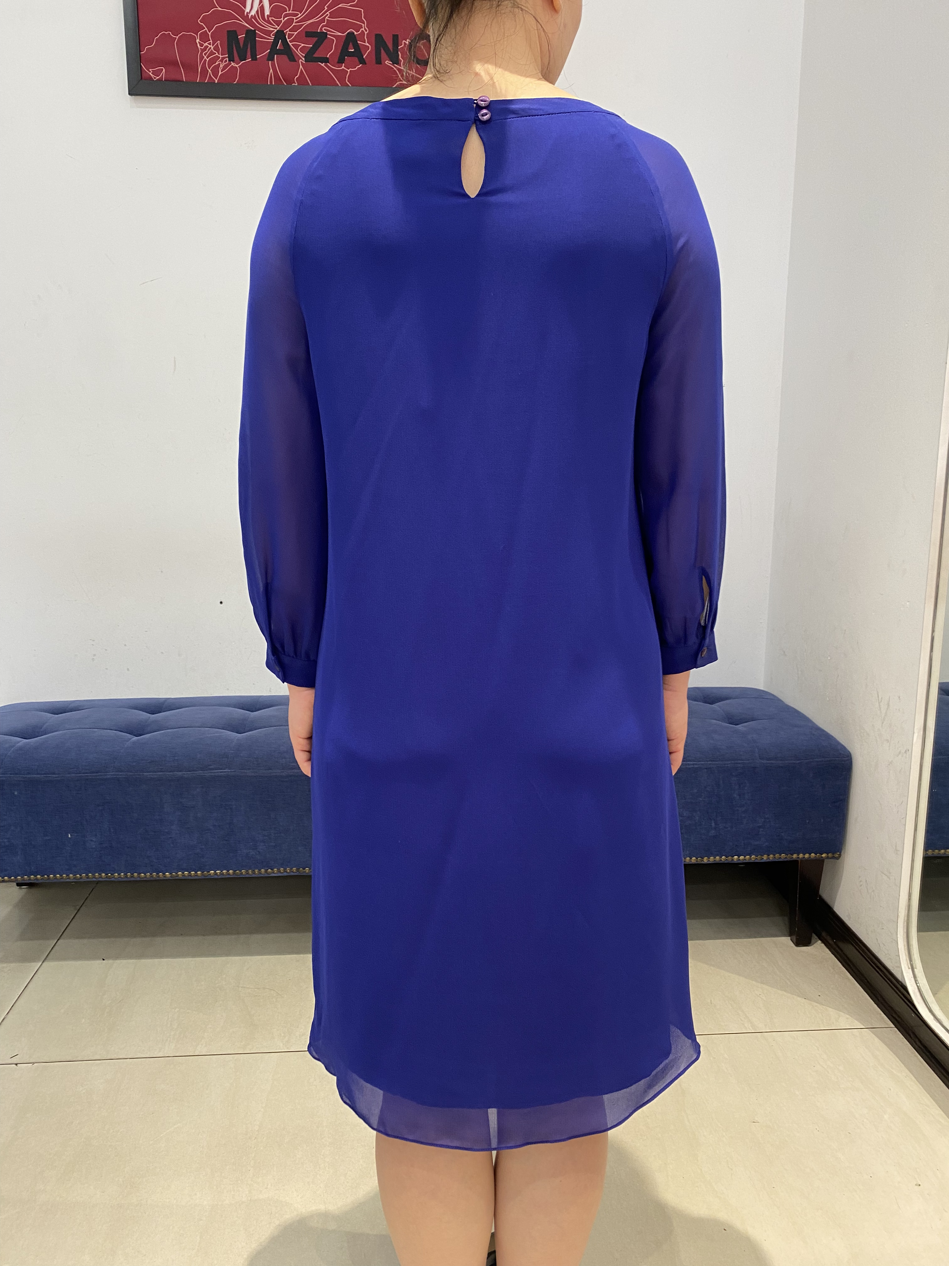 Váy xanh đính đá cổ tay lỡ_thumbnail_4