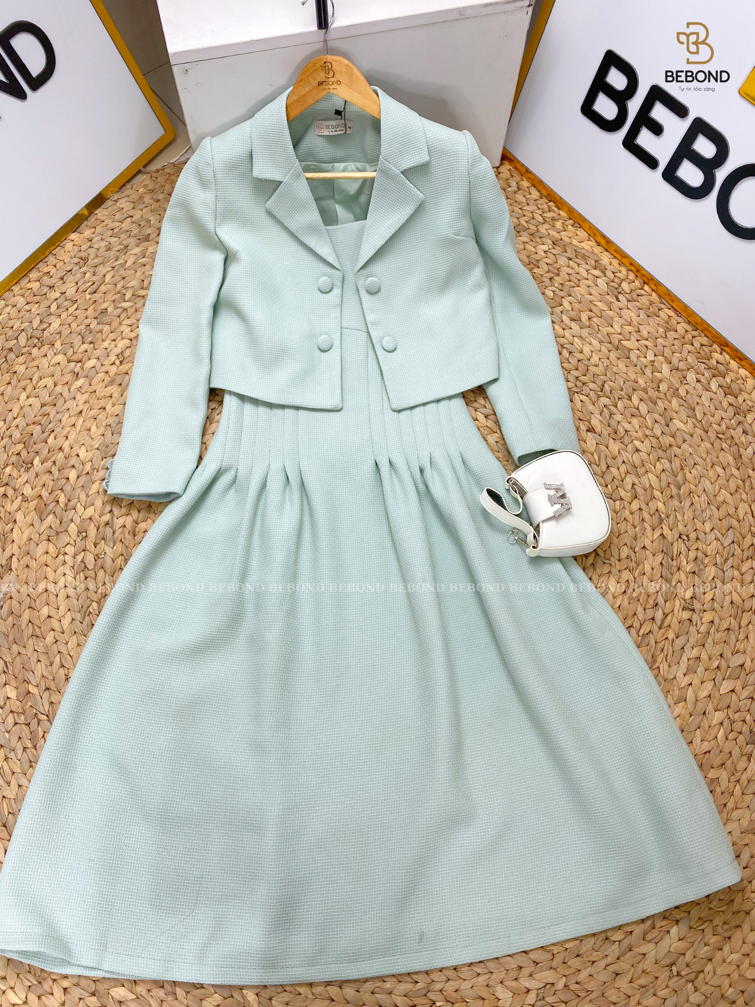 Set Vest dạ tweed Laura màu XANH BẠC HÀ_thumbnail_5