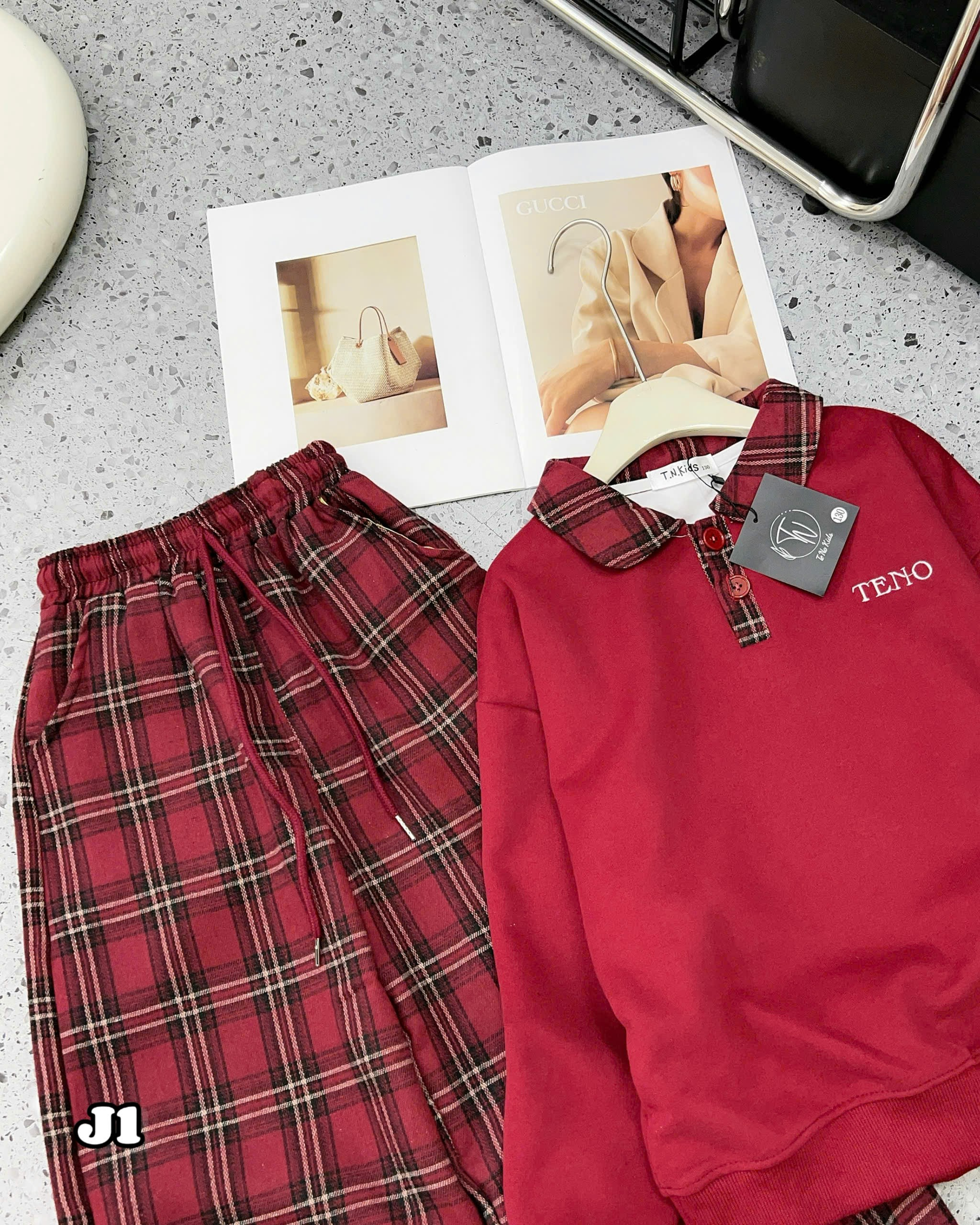 [J1] Bộ nỉ cổ sơ mi bé gái 22-53kg