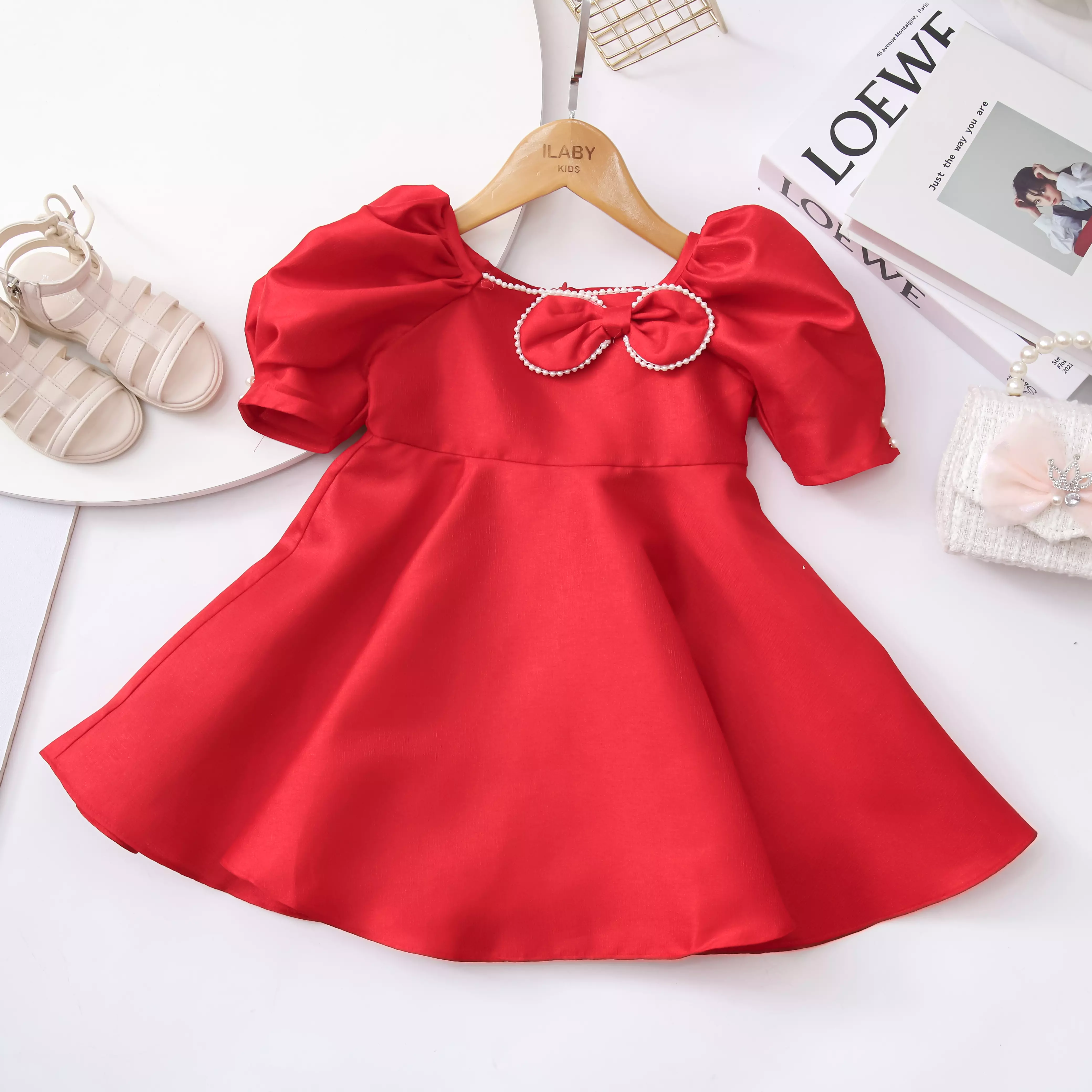 Váy tafta cổ vuông nơ ngực_thumbnail_6