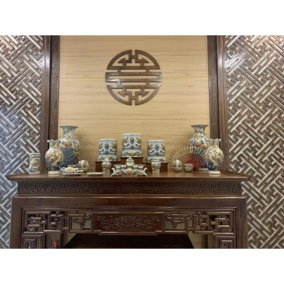 HG041 Đồ Thờ Cúng Bộ 19 món ban thờ 1M2 - 1M4 men rạn nổi nghệ nhân Bát Tràng TẶNG Thất Bảo, Tro Nếp_thumbnail_8