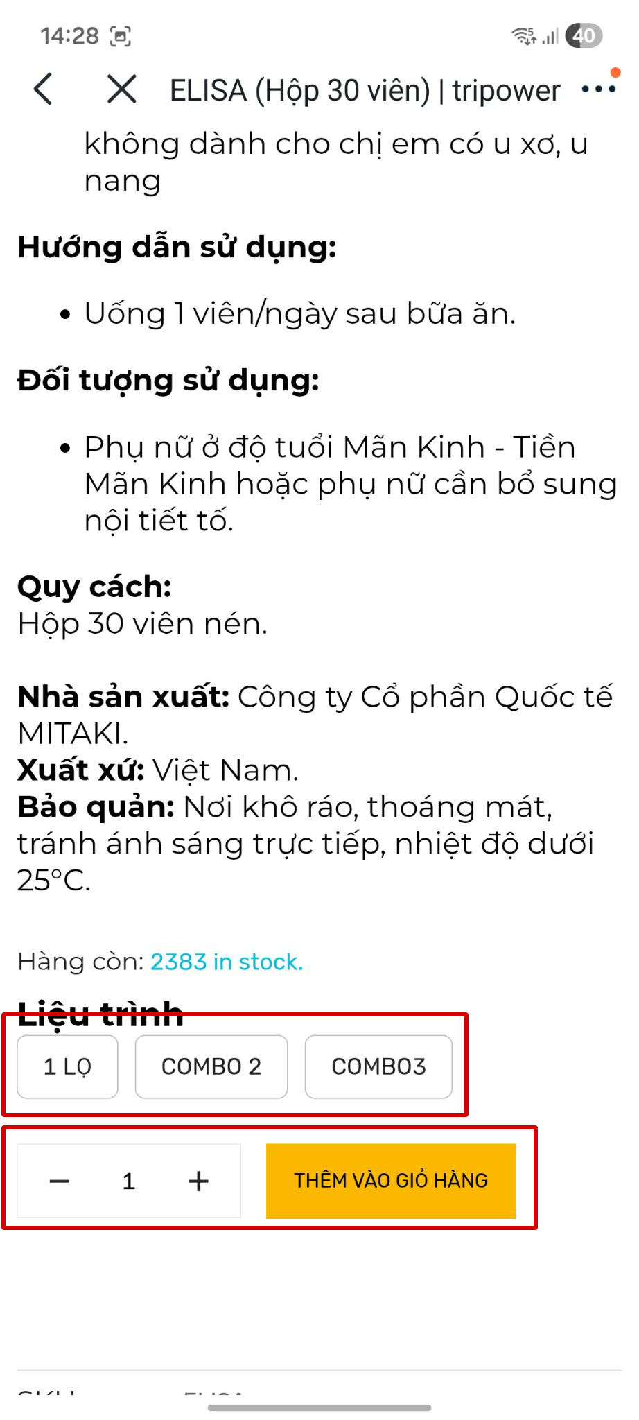 chọn số lượng