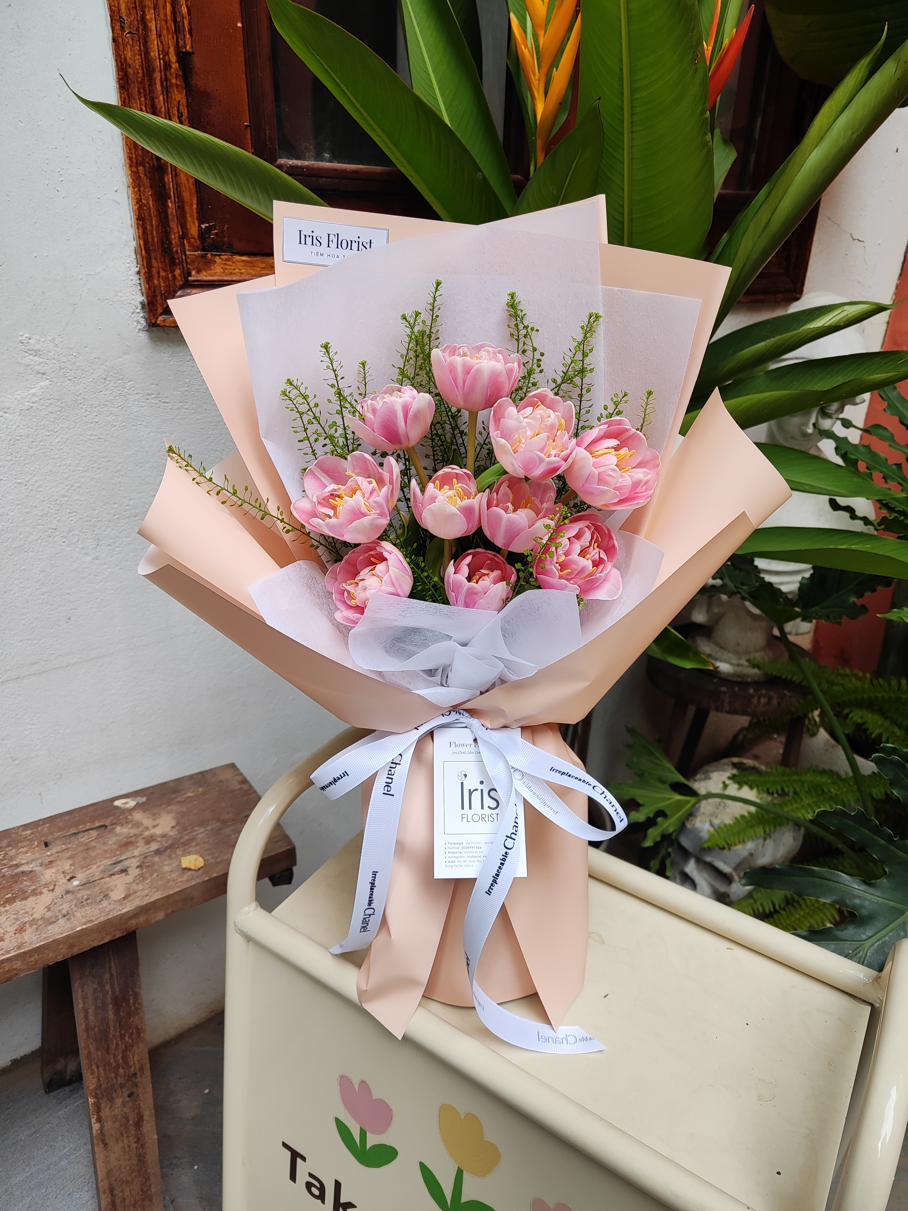 Bó tulip hồng kép - Size M