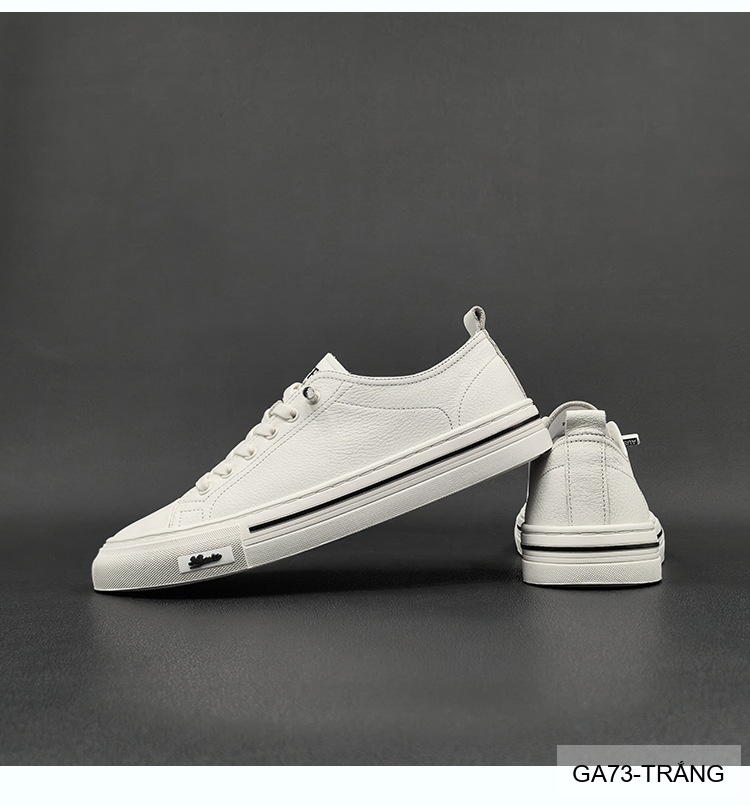 GA73 - Giày Sneaker Nam Da Bò Phong Cách Hàn, Đế Cao Su Thoáng Khí, Màu Trắng Đen_thumbnail_9