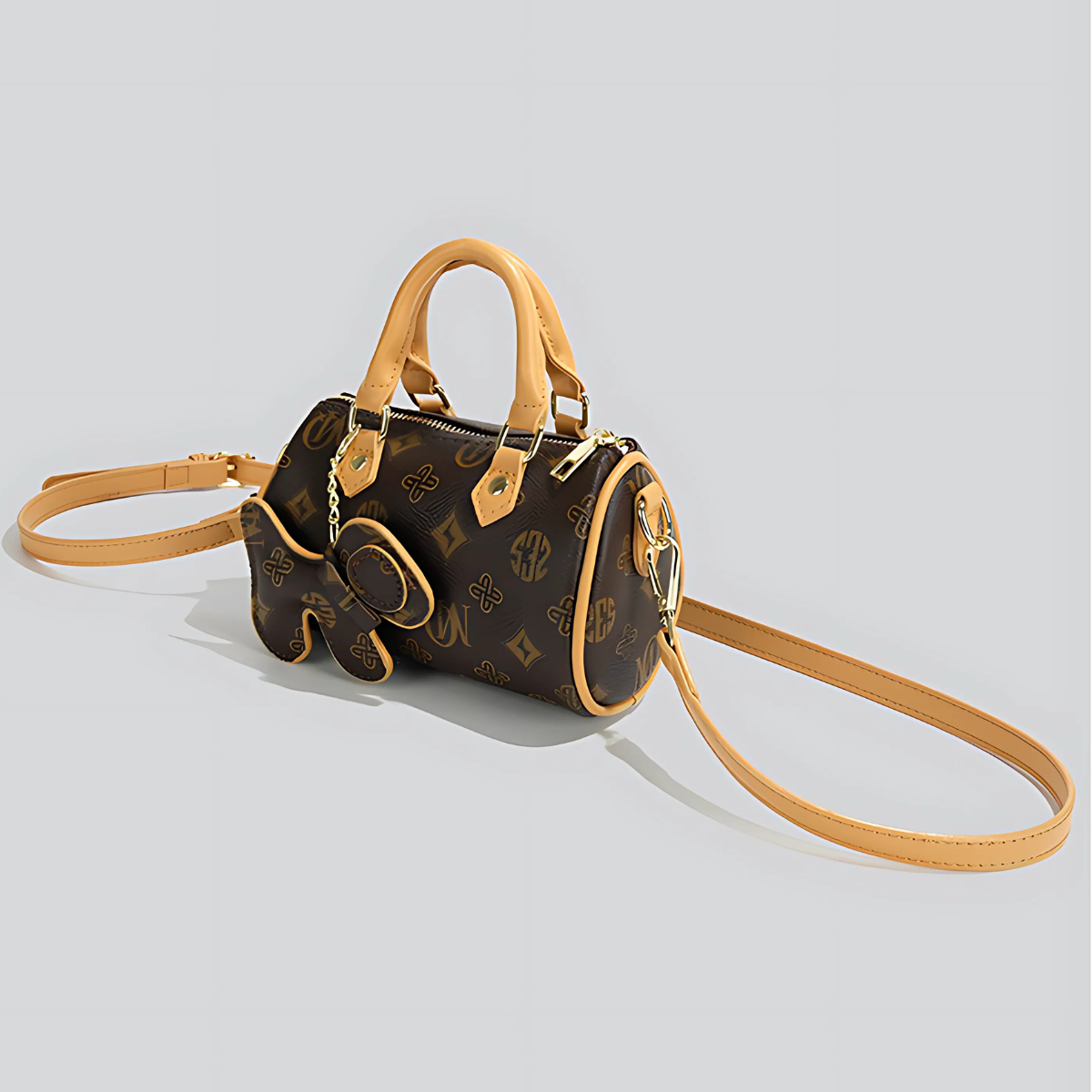 UHE Candy Bloom 2507 – da cao cấp in họa tiết nổi, thiết kế mini bowling dễ thương, 2 màu hồng & nâu_thumbnail_6