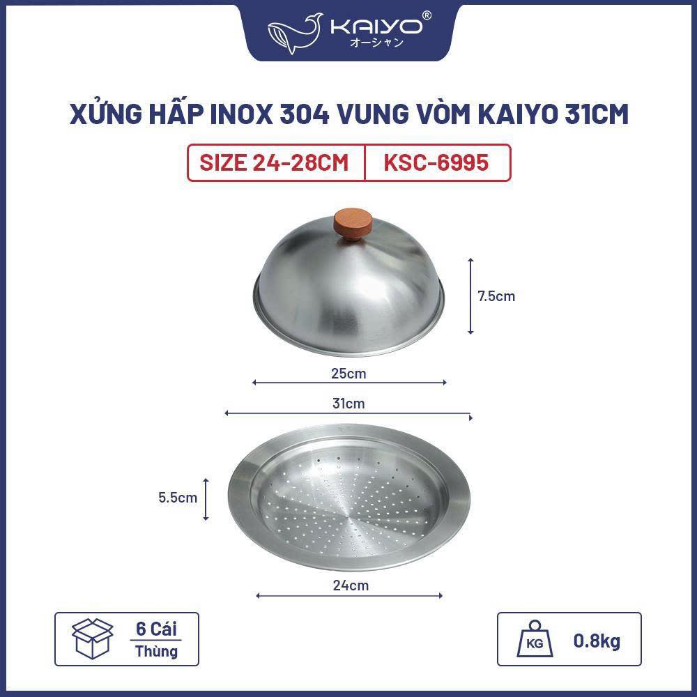 Xửng hấp inox 304 tiện ích vung vòm Kaiyo 31cm_thumbnail_2