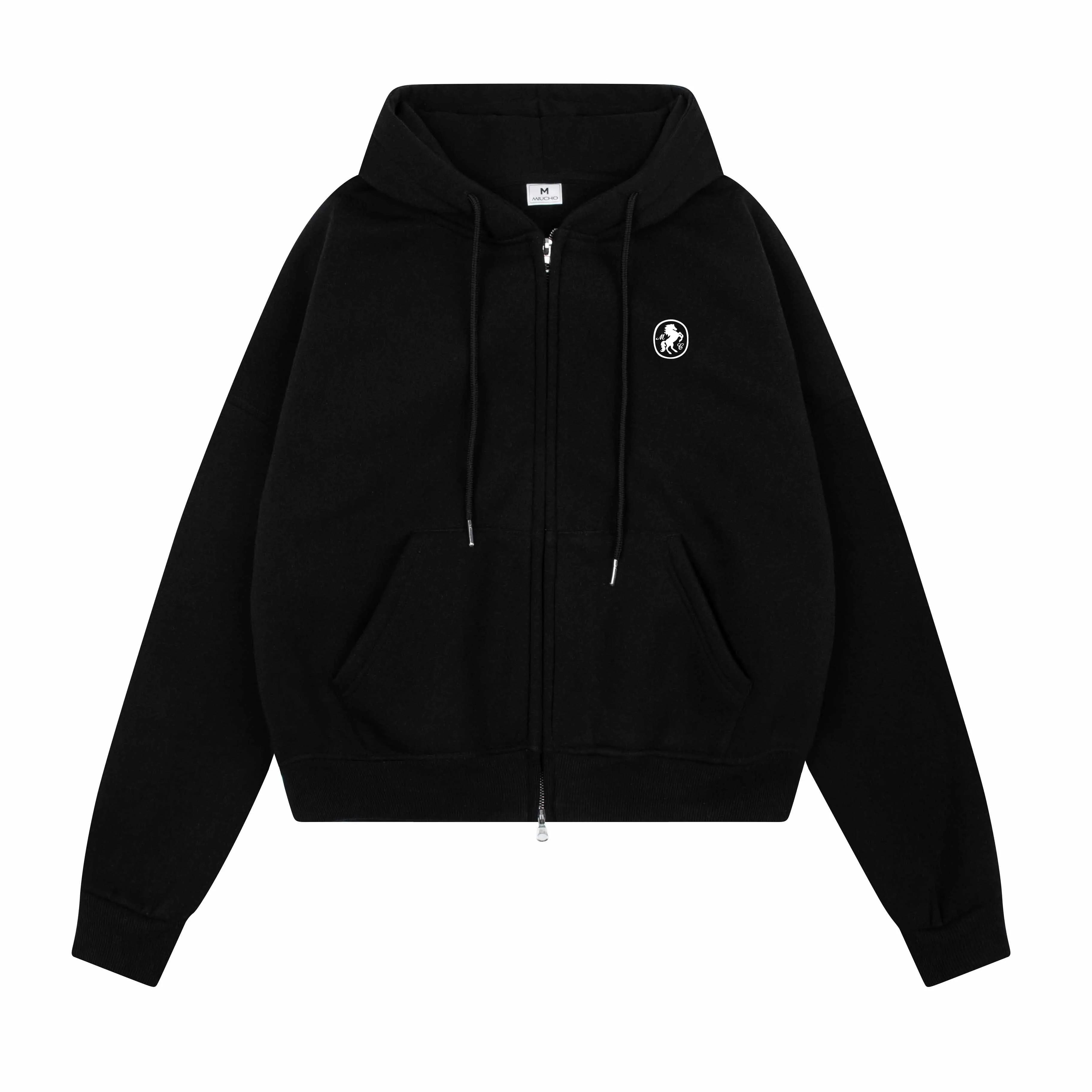 Áo hoodie zip form boxy basic dễ phối đồ 2581 Miucho vải nỉ bông cao cấp mềm mại thoáng mát_thumbnail_11