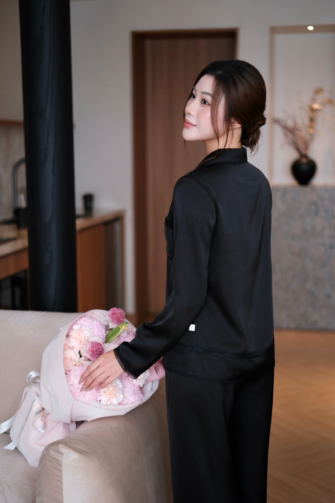 Bộ Lụa Áo Dài Tay, Quần Dài BN649_thumbnail_3