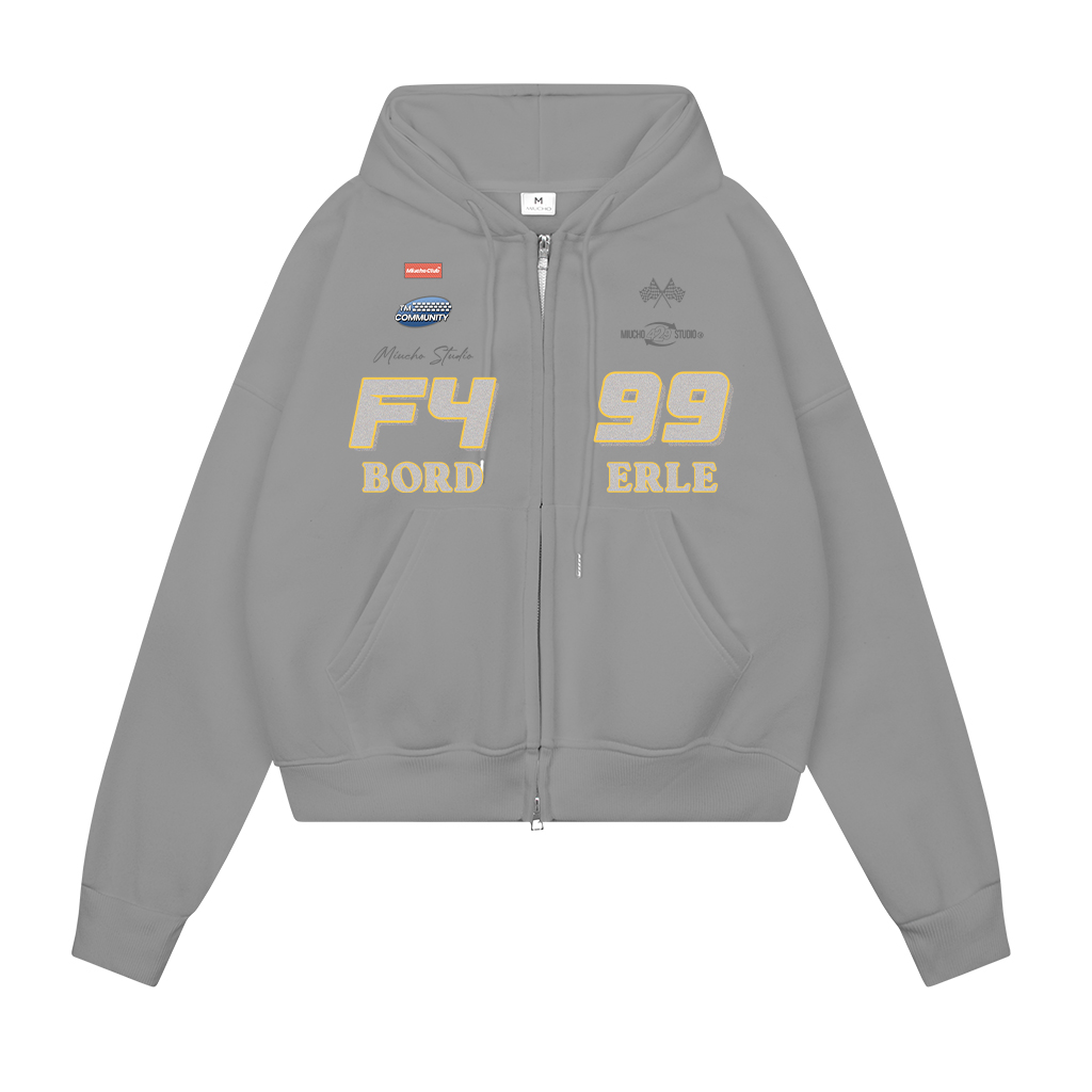 Áo hoodie zip dày basic form boxy HXD1573 Miucho Club vải nỉ bông khóa kéo mũ rộng in mix_thumbnail_6