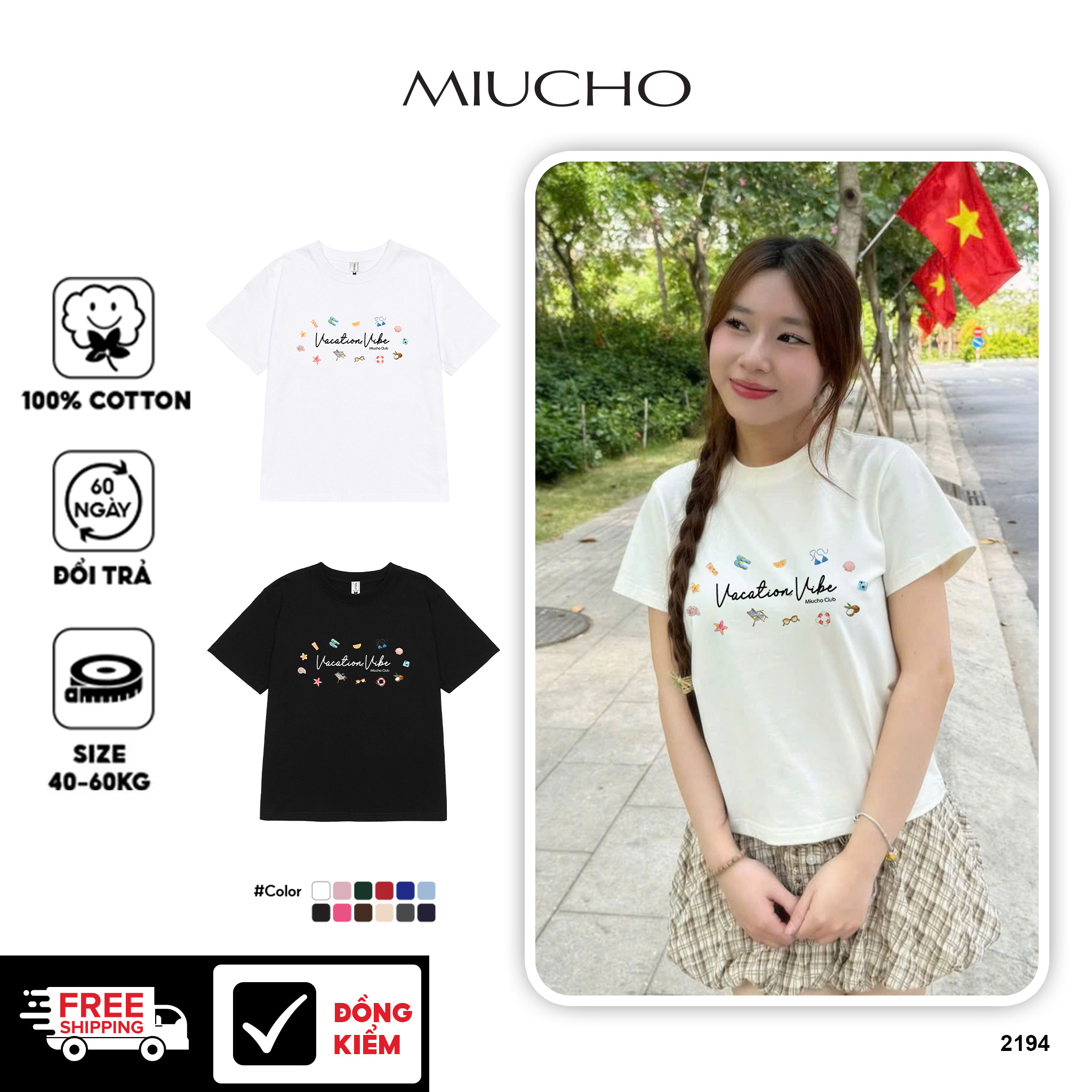 Áo baby tee ôm body hè biển 2194 Miucho cổ tròn vải cotton 4c thoáng mát in mix_thumbnail_1