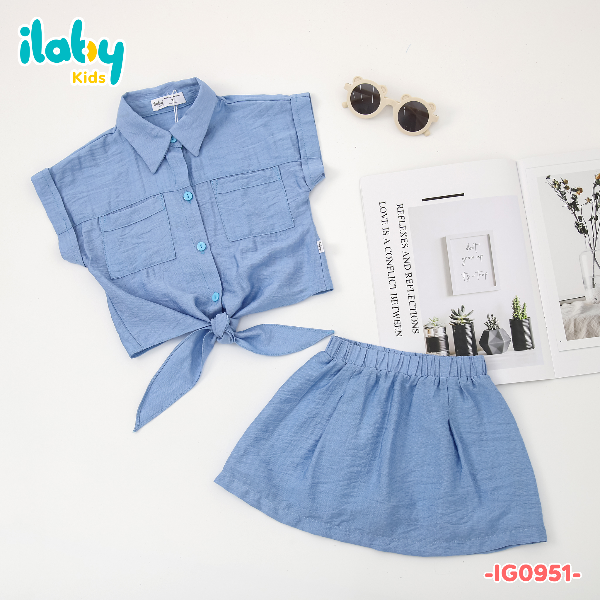 Set áo sơ mi buộc tà chân váy ngắn_thumbnail_2