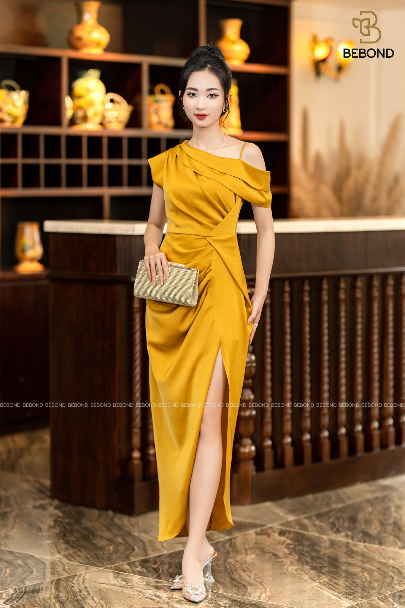 ĐẦM LỤA DỰ TIỆC MÀU VÀNG - DIAMOND DRESS