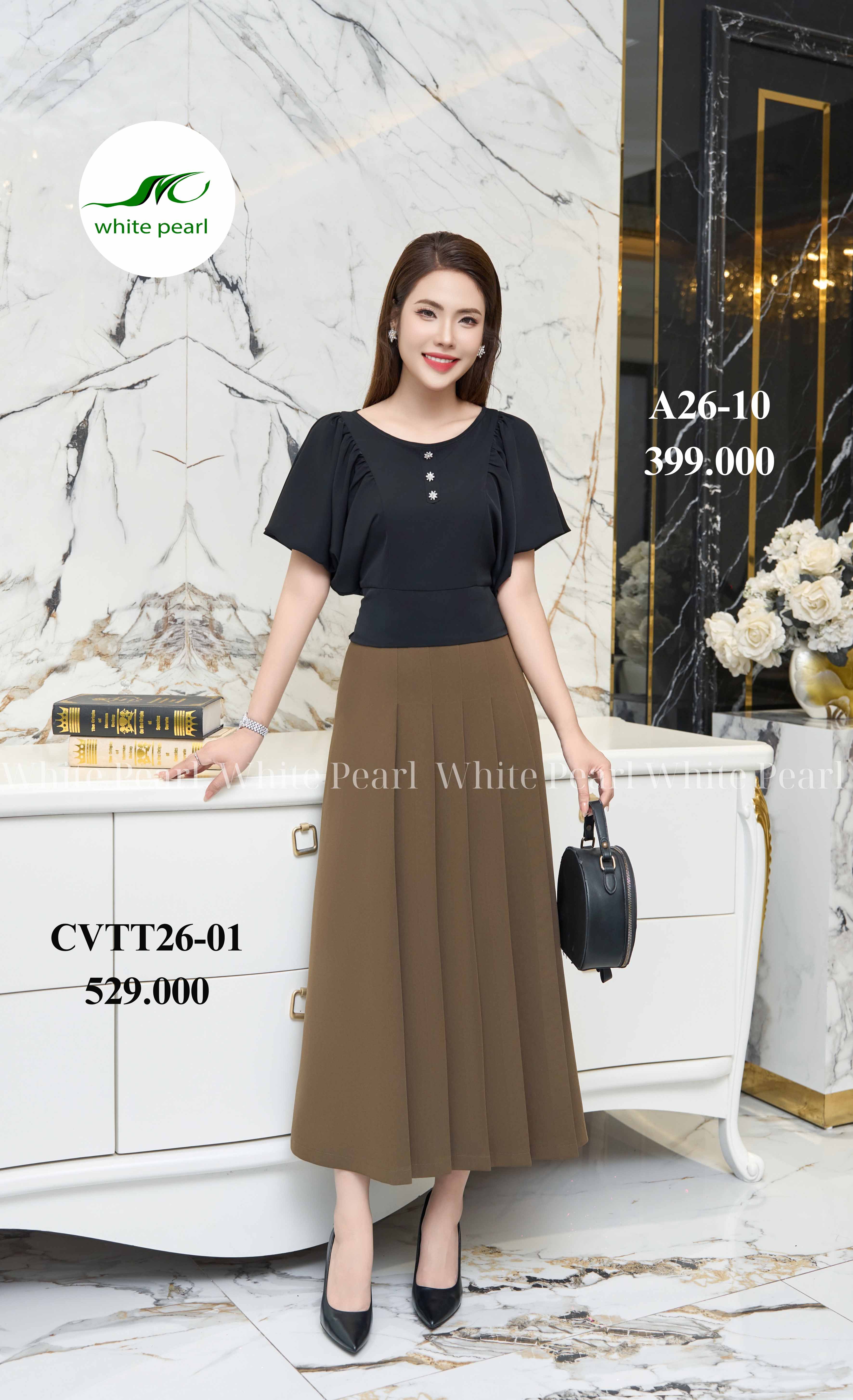 Áo cổ thuyền cánh dơi thời trang công sở nữ White Pearl