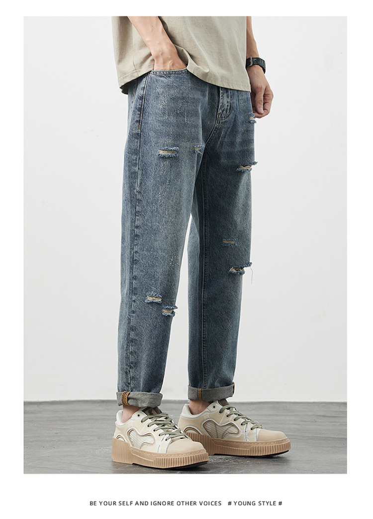 Quần Jeans Rách Phong Cách Retro Mỹ Nam Hợp Thời Trang Quần Ống Rộng Nam Mùa Thu2025Quần dài kiểu dáng mới_thumbnail_2