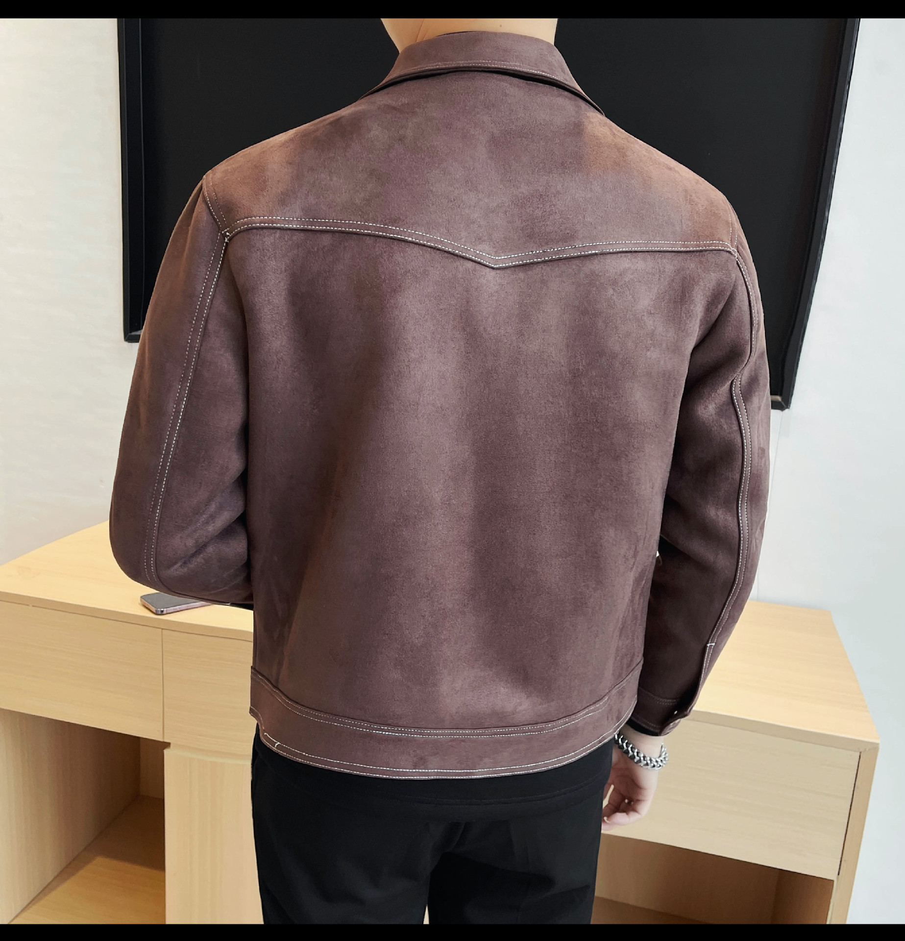 PA14 – Áo jacket nam thu đông dây kéo đồng màu, cổ bẻ, túi lớn, lót lông_thumbnail_6
